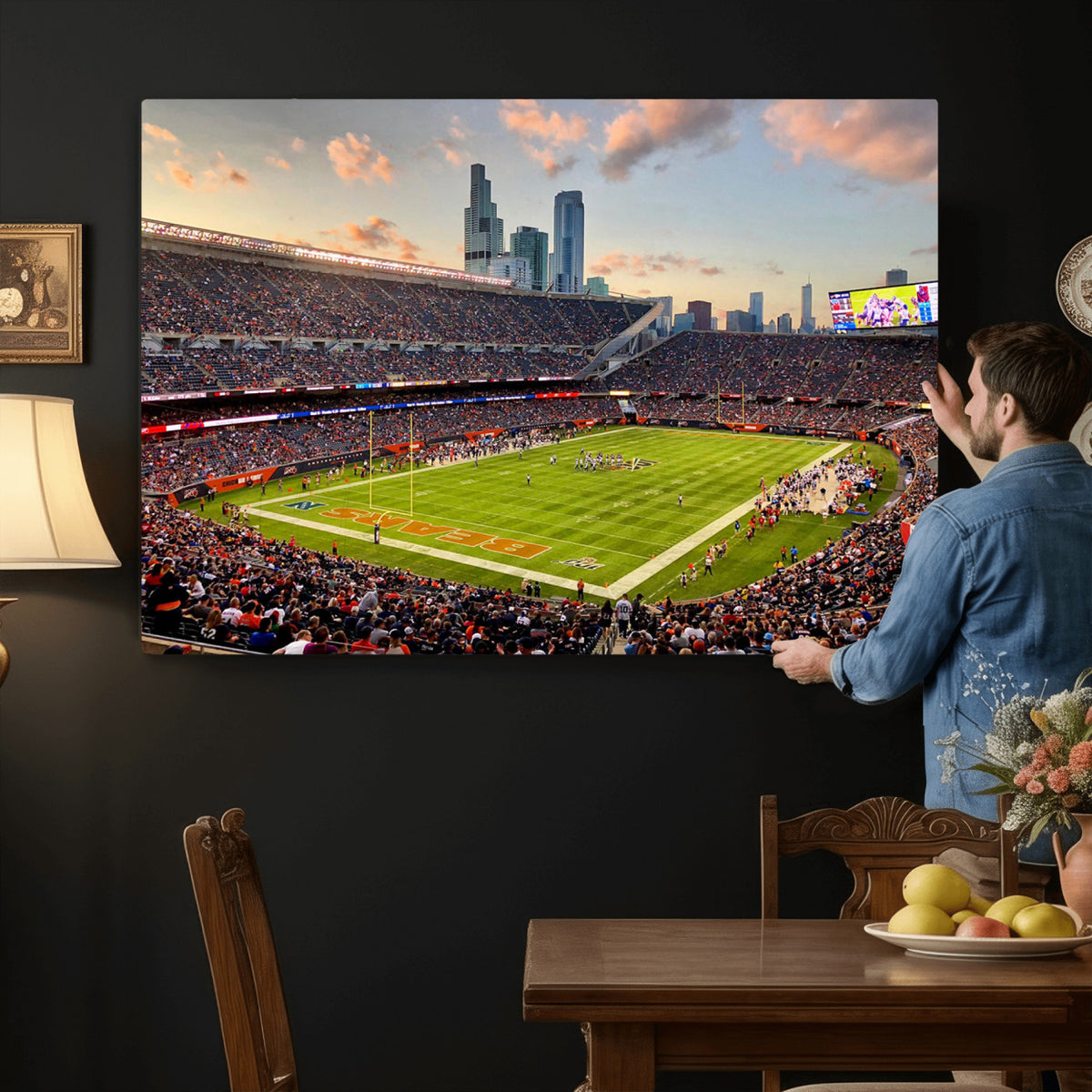 55377093-PAN-FL-20X10 - Chicago Bears Soldiers Field Wall Art Canvas Print, Man Cave Wall Decor