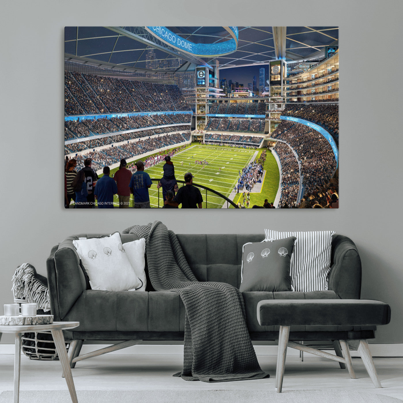 MGV-CV-36X24 - Chicago Bears Soldiers Field Wall Art Canvas Print – Framed Football Stadium Artwork for Sports