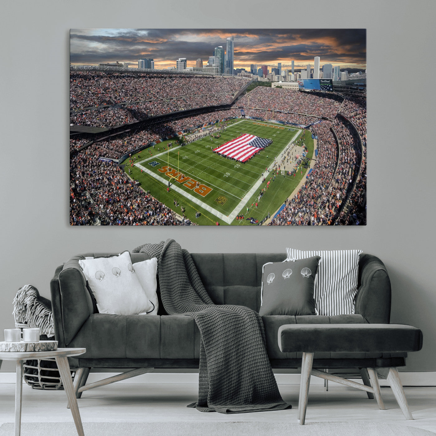 MGV-CV-36X24 - Chicago Bears Soldiers Field Wall Art Canvas Print – Framed Football Stadium Artwork for Sports