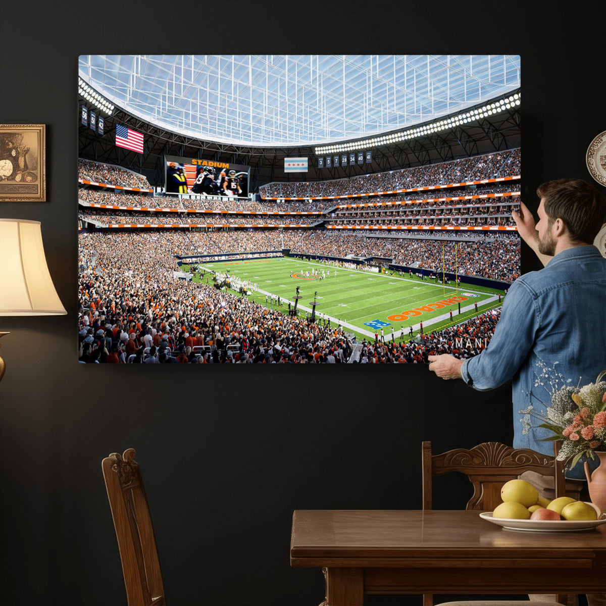 32530647-PAN-FL-20X10 - Chicago Bears Soldiers Field Wall Art Canvas Print, Framed and Ready to Hang