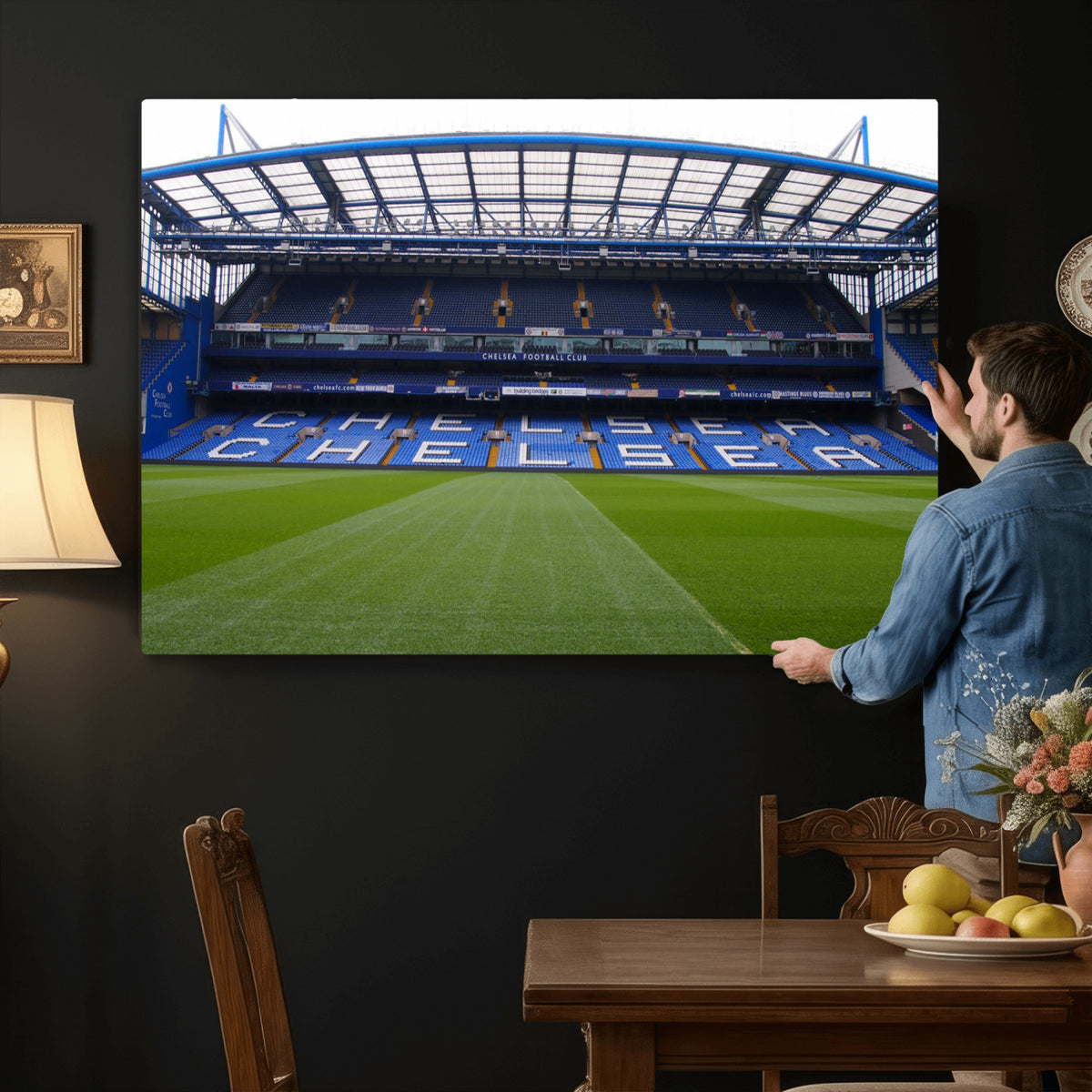 38616413CHELSA-MGV-CV-36X24 - Stamford Bridge Chelsea Football Stadium Canvas Wall Art
