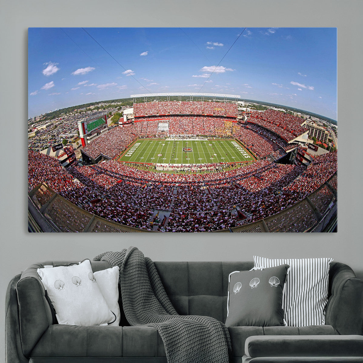 29492070-MGV-CV-36X24 - William Brice Stadium Wall Art Canvas Print – Stadium Crowd Sports Field Outdoor Event Football Game Artwork for Home Office