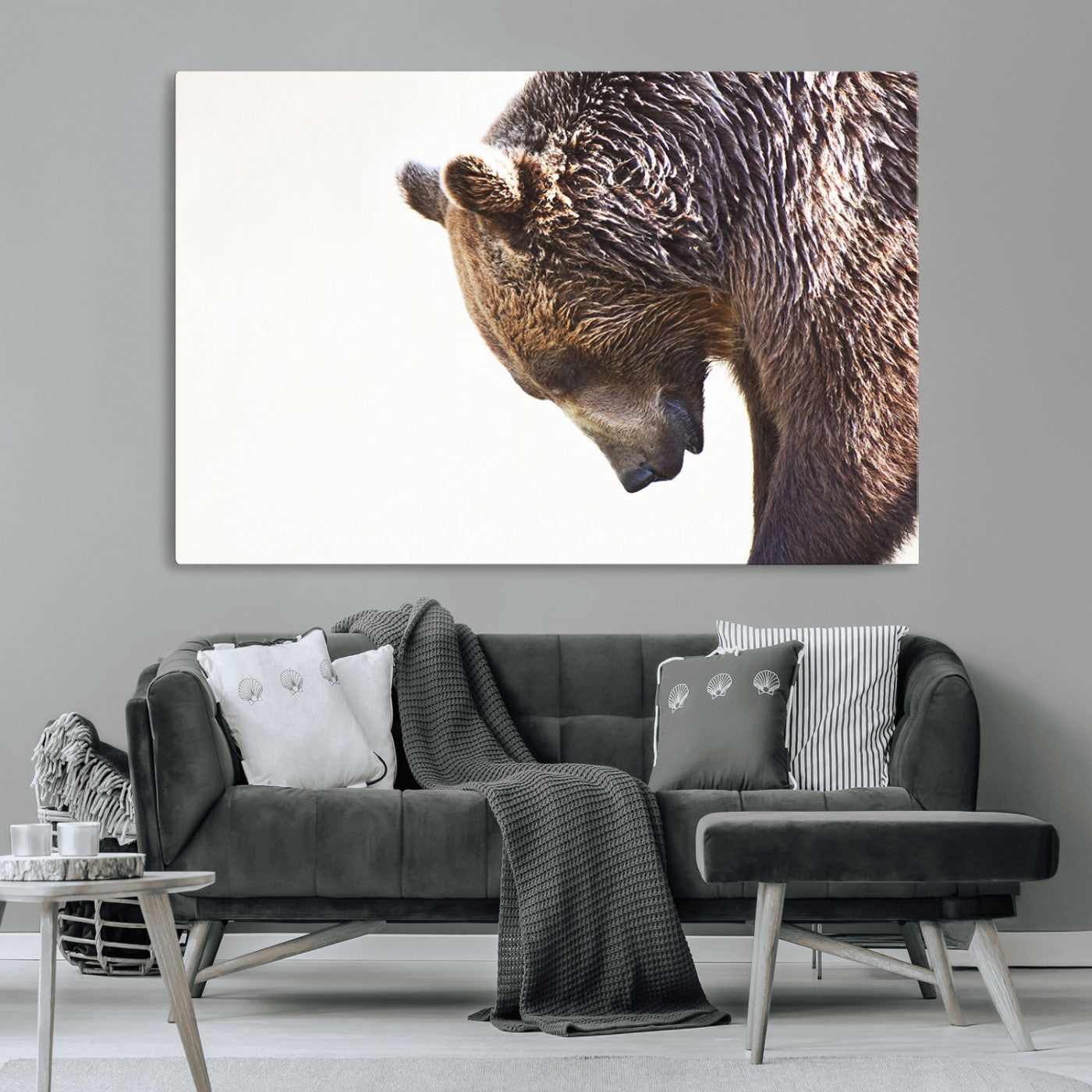Majestic Bear Portrait - Capture the raw beauty of a bear in a detailed close-up, perfect for your Wall Art Canvas Print collection