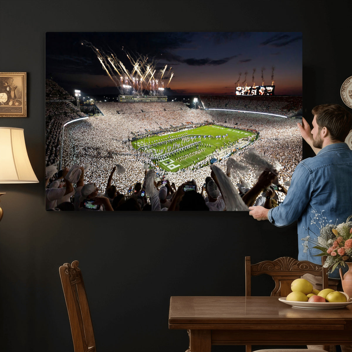 26666-MGV-CV-36X24 - Penn State Stadium Wall Art Canvas Print, White Out
