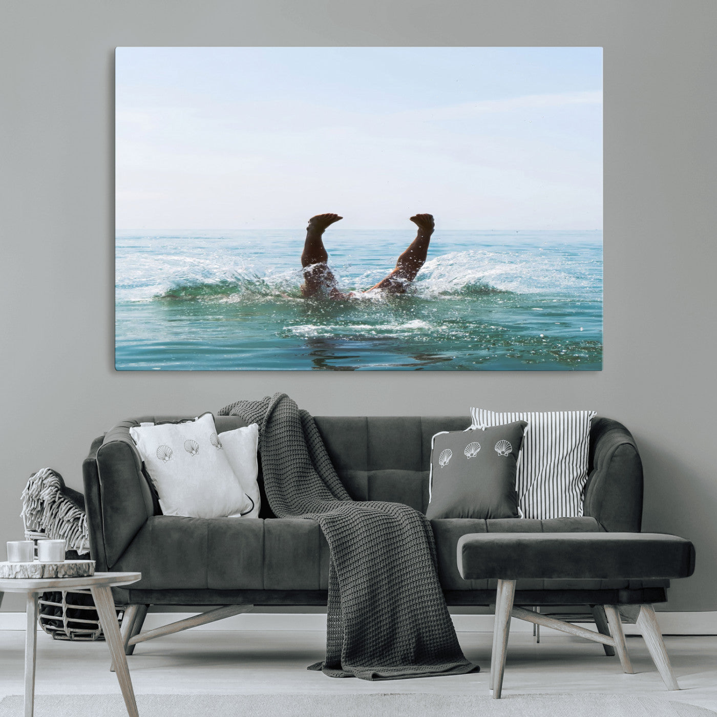 MGV-CV-36X24 - Summer Splash Ocean Photography Print, Vibrant Coastal Wall Art, Beach Vibes Decor, Fun Vacation