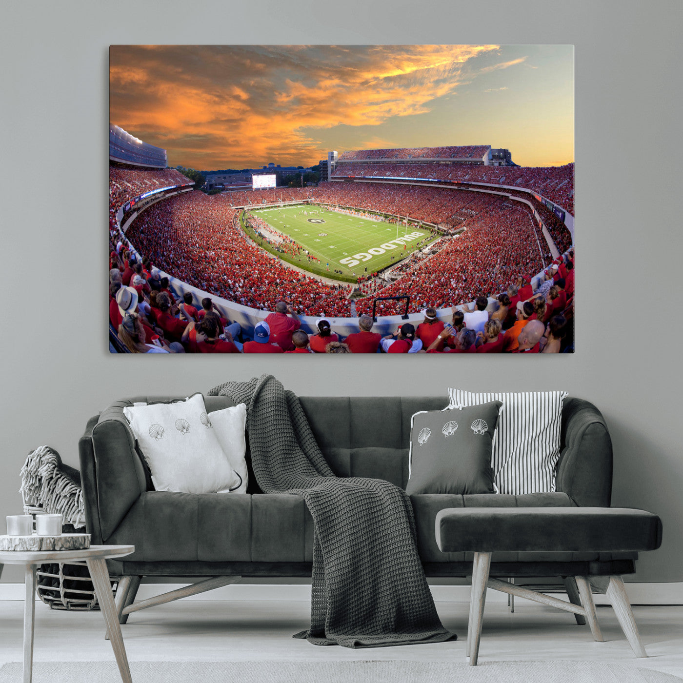73680988-MGV-CV-36X24-Dooley Stadium Wall Art Print, Sports Arena Canvas Wall Art, Dooley Field at Sanford Stadium Canvas Print, Modern Athletic Field Art Printing
