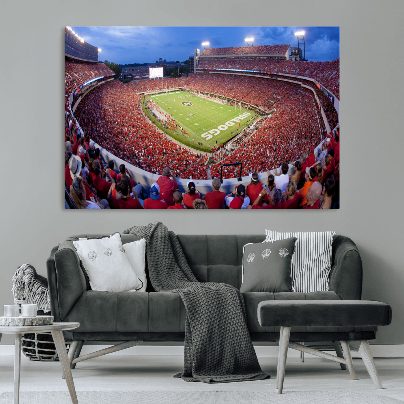 10244378-MGV-CV-36X24-Dooley Stadium Wall Art Print, Sports Arena Canvas Wall Art, Dooley Field at Sanford Stadium Canvas Print, Modern Athletic Field Art Printing