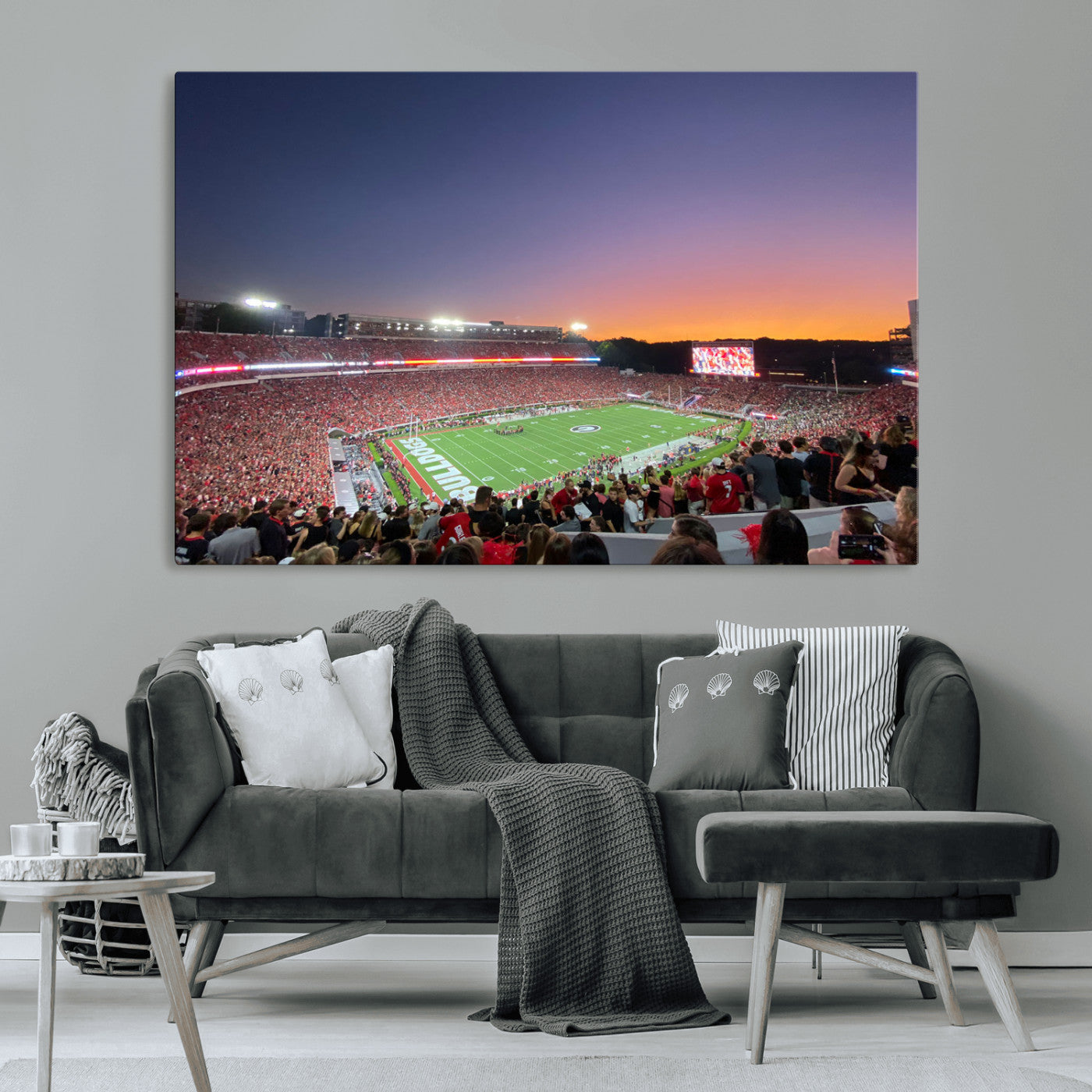 25139565-MGV-CV-36X24-Dooley Stadium Wall Art Print, Sports Arena Canvas Wall Art, Dooley Field at Sanford Stadium Canvas Print, Modern Athletic Field Art Printing