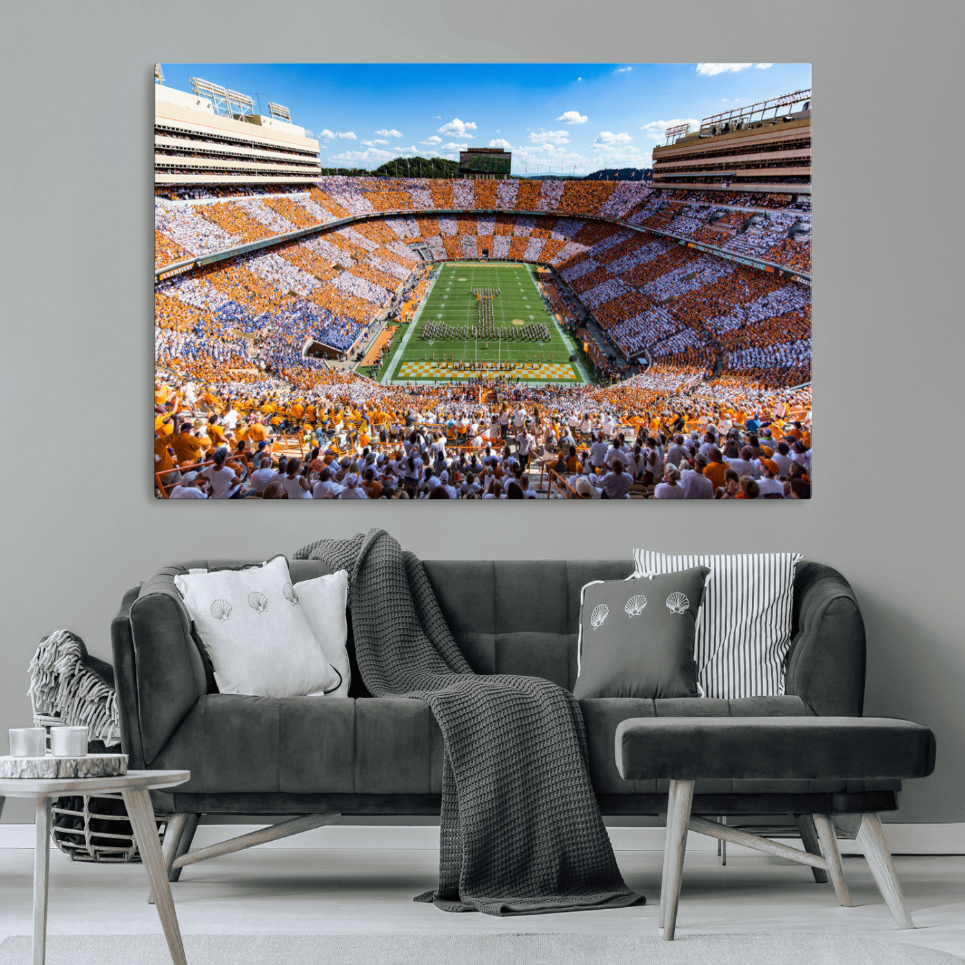 64238859-MGV-CV-36X24-Tennessee Neyland Stadium Wall Art Print, Sports Arena Canvas Wall Art, Panoramic Stadium Canvas Print, Modern Athletic Field Art Printing