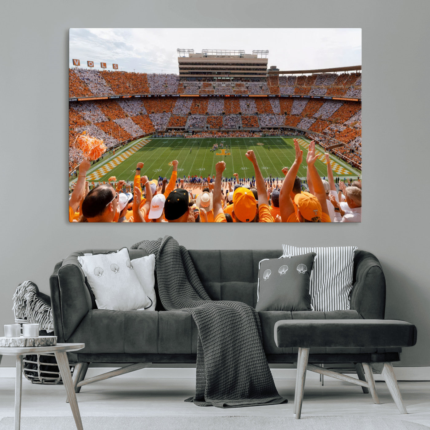 76011417-MGV-CV-36X24-Tennessee Neyland Stadium Wall Art Print, Sports Arena Canvas Wall Art, Panoramic Stadium Canvas Print, Modern Athletic Field Art Printing