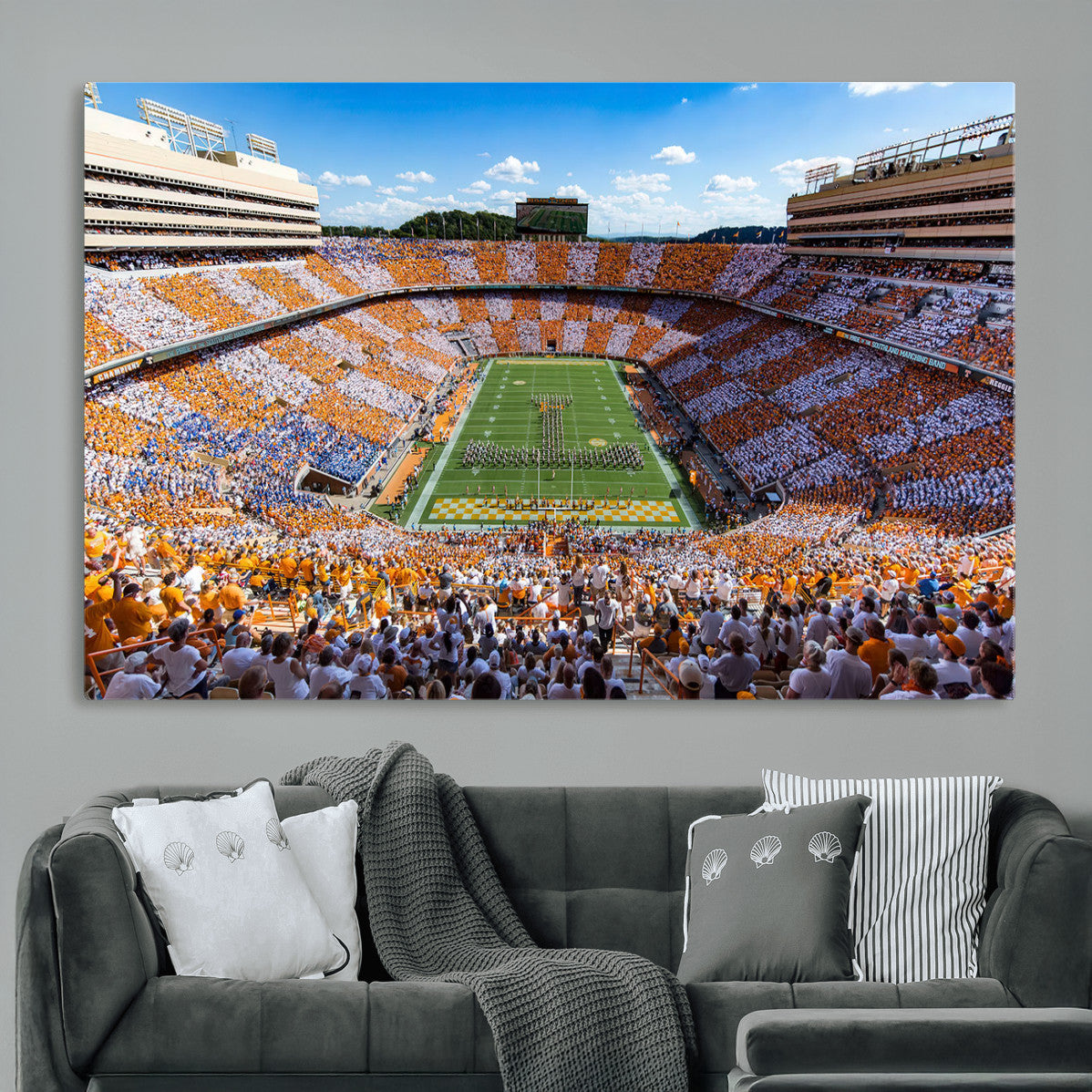 77097951-MGV-CV-36X24 - Tennessee Neyland Stadium Wall Art, Sports Arena Canvas Print, Panoramic Stadium Canvas Artwork for Home, Office