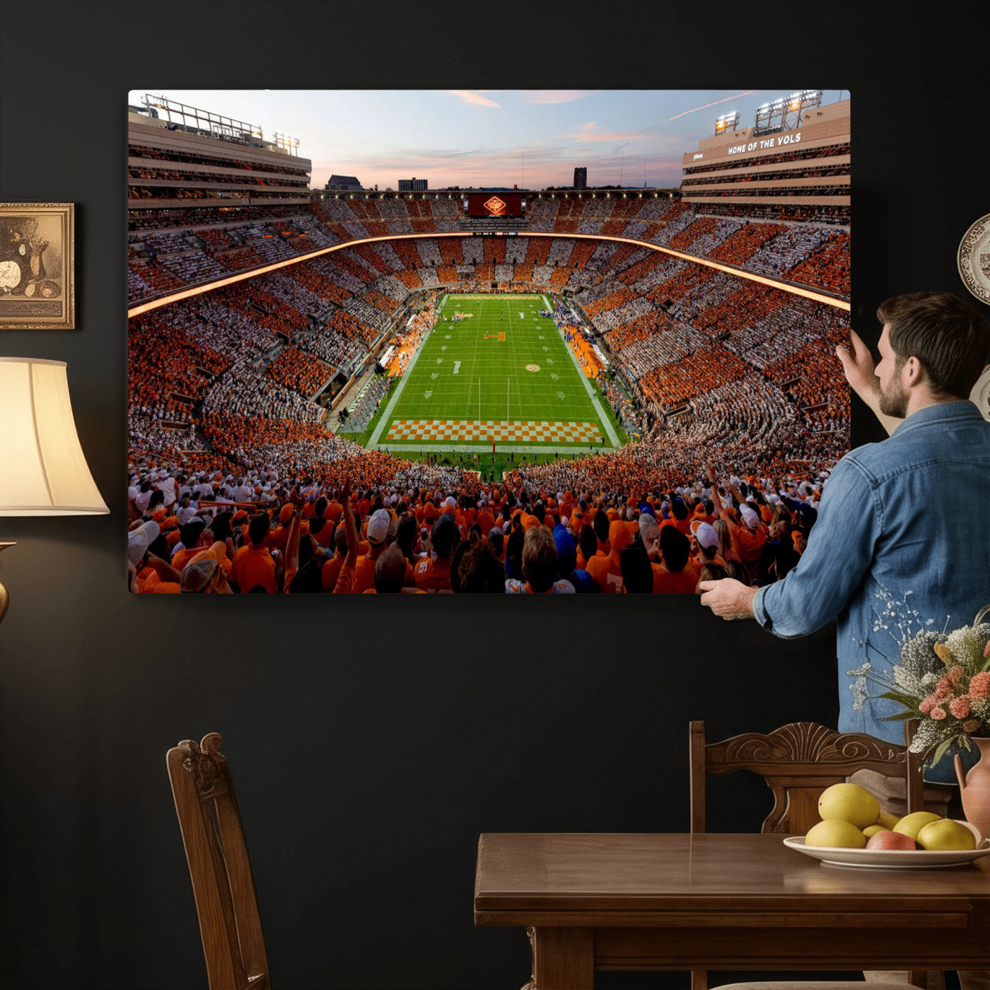 37160229-MGV-CV-36X24 - Tennessee Neyland Stadium Wall Art, Sports Arena Canvas Print, Panoramic Stadium Canvas Artwork for Home, Office