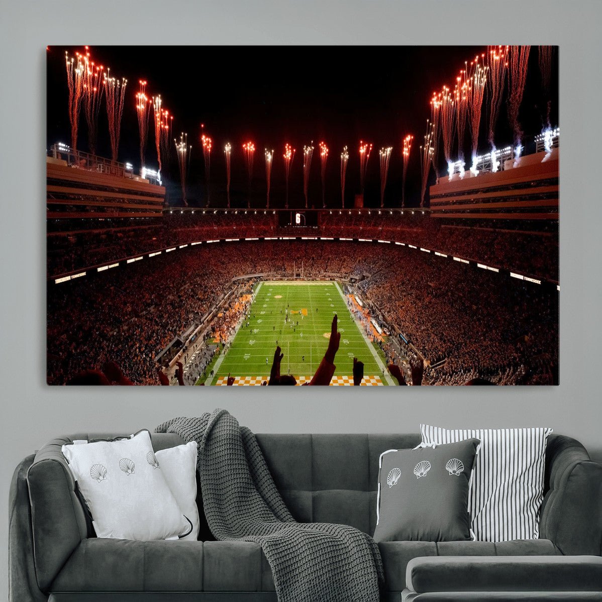 73358115-MGV-CV-36X24 - Tennessee Neyland Stadium Wall Art, Sports Arena Canvas Print, Panoramic Stadium Canvas Artwork for Home, Office