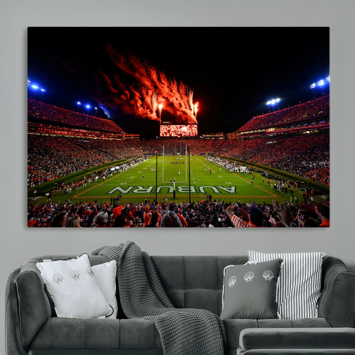 59046876-MGV-CV-36X24-Jordan-Hare Stadium Wall Art Canvas Print, Football Stadium Aerial View, College Sports Art for Man Cave or Game Room (Copy)