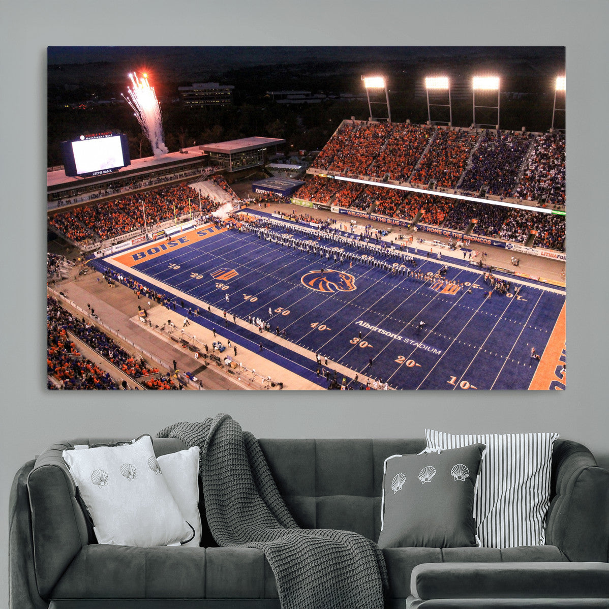 BS1001S-MGV-CV-36X24 - Boise State Broncos Albertsons Stadium Wall Art Canvas Print