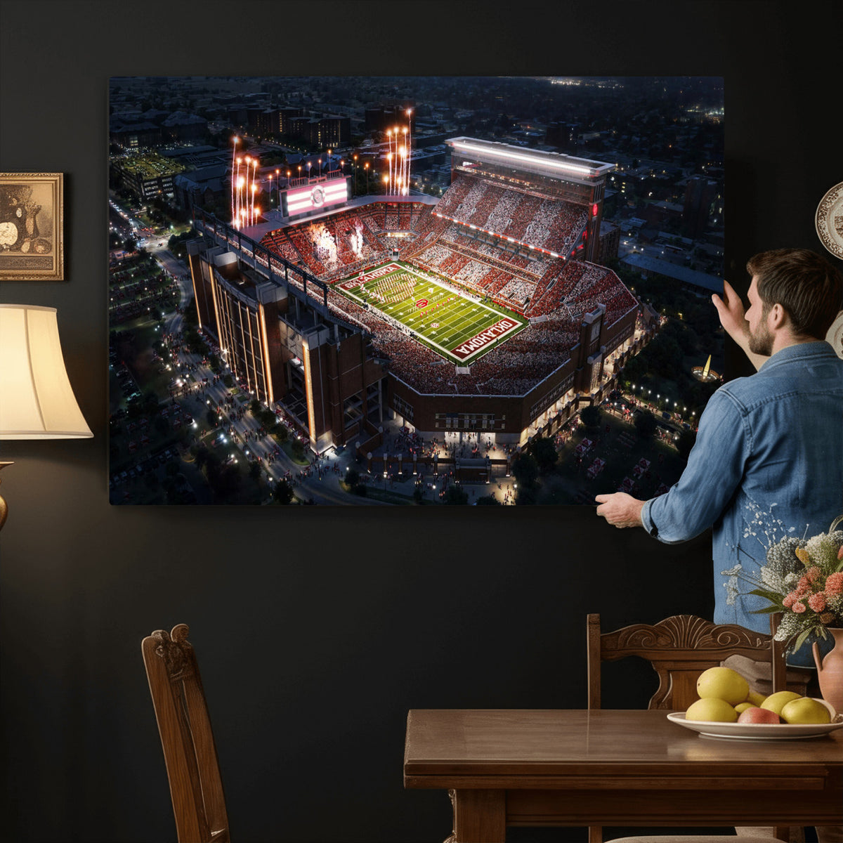 16867141-MGV-CV-36X24 - Oklahoma Memorial Stadium, Gaylord Memorial Stadium Wall Art