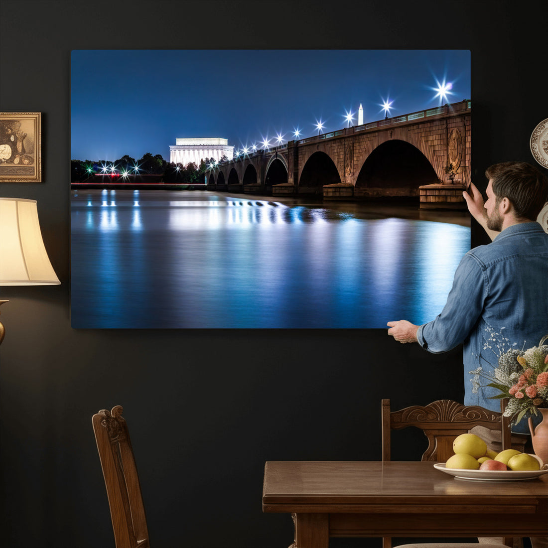 Washington DC Wall Art Canvas Print | Lincoln Memorial Night Skyline Photography