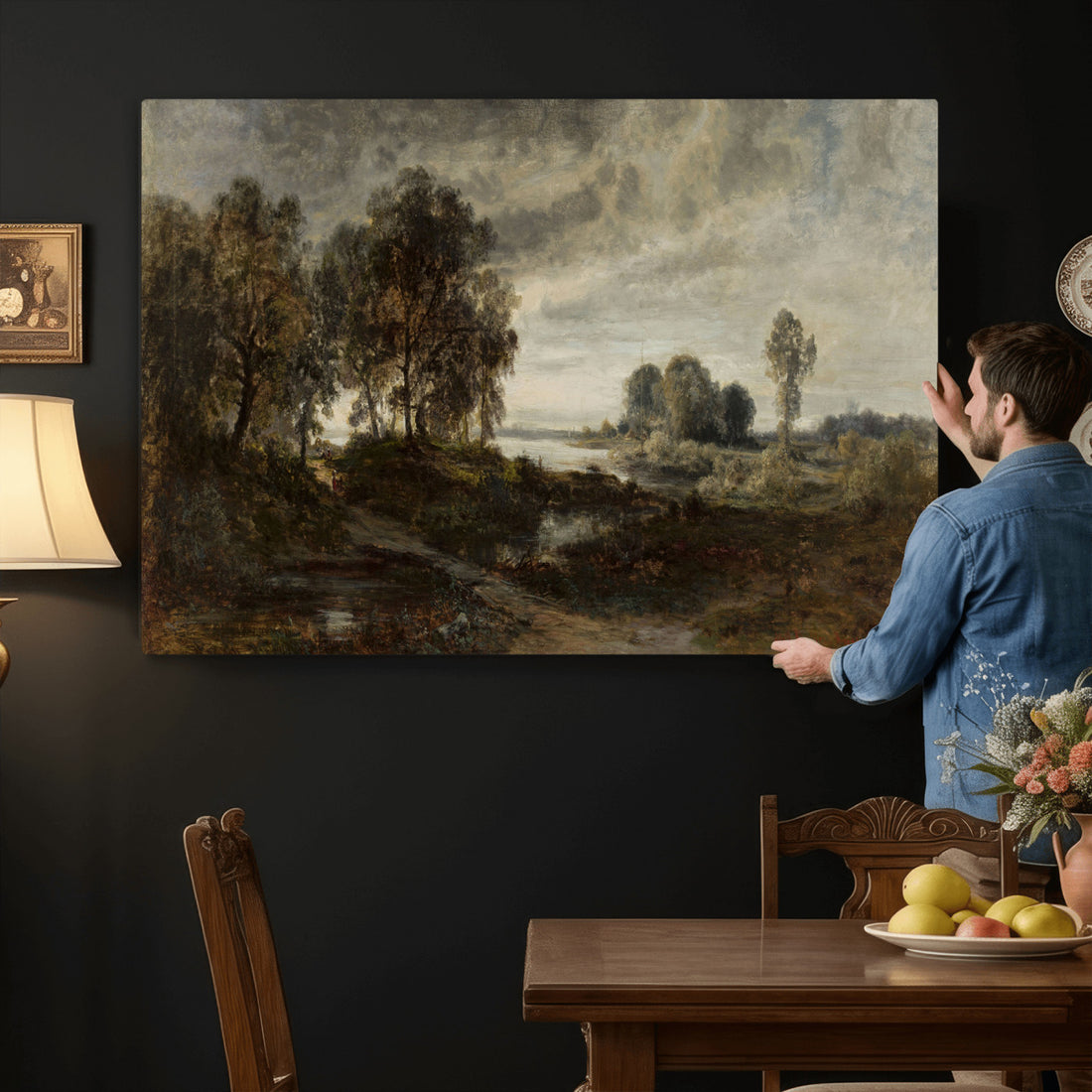 Adolf Dressler Landscape of the Oder River Wall Art Canvas Print