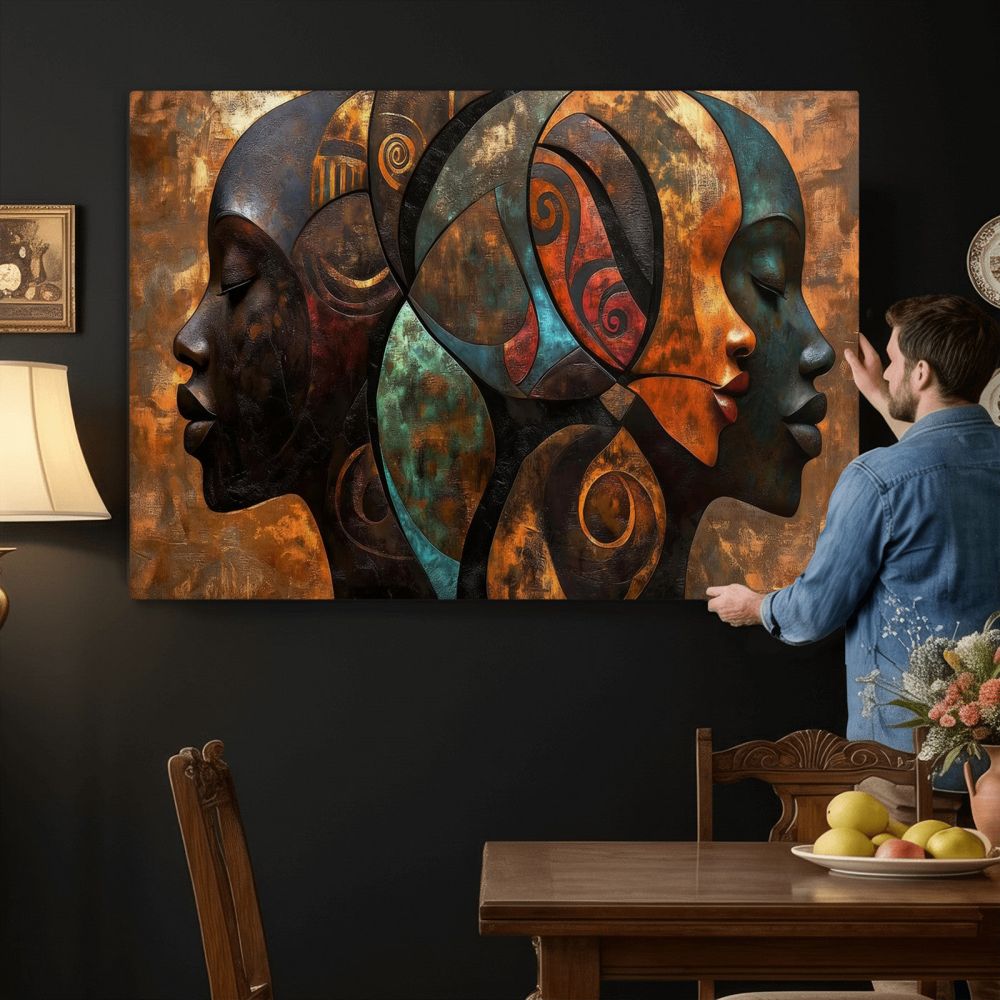 81517886-MGV-CV-36X24 - Abstract Afro American Women Wall Art Canvas Print