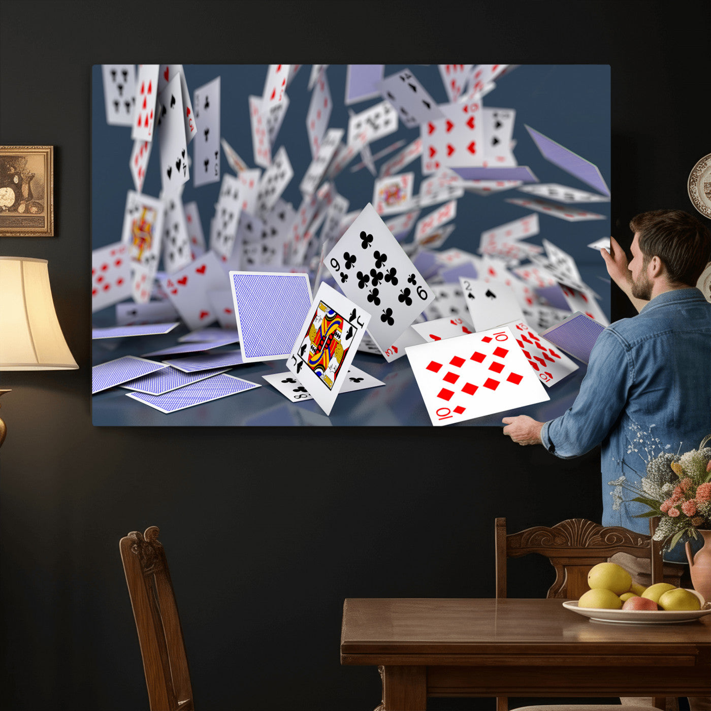 66392185-MGV-CV-36X24 - Playing Cards Canvas Wall Art | Casino Game Room Decor, Poker Decor Art