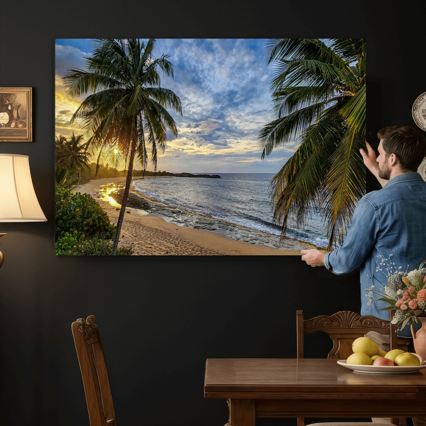 83399063-MGV-CV-36X24 - Puerto Rico Beach Paradise Wall Art – Tropical Coastal Print