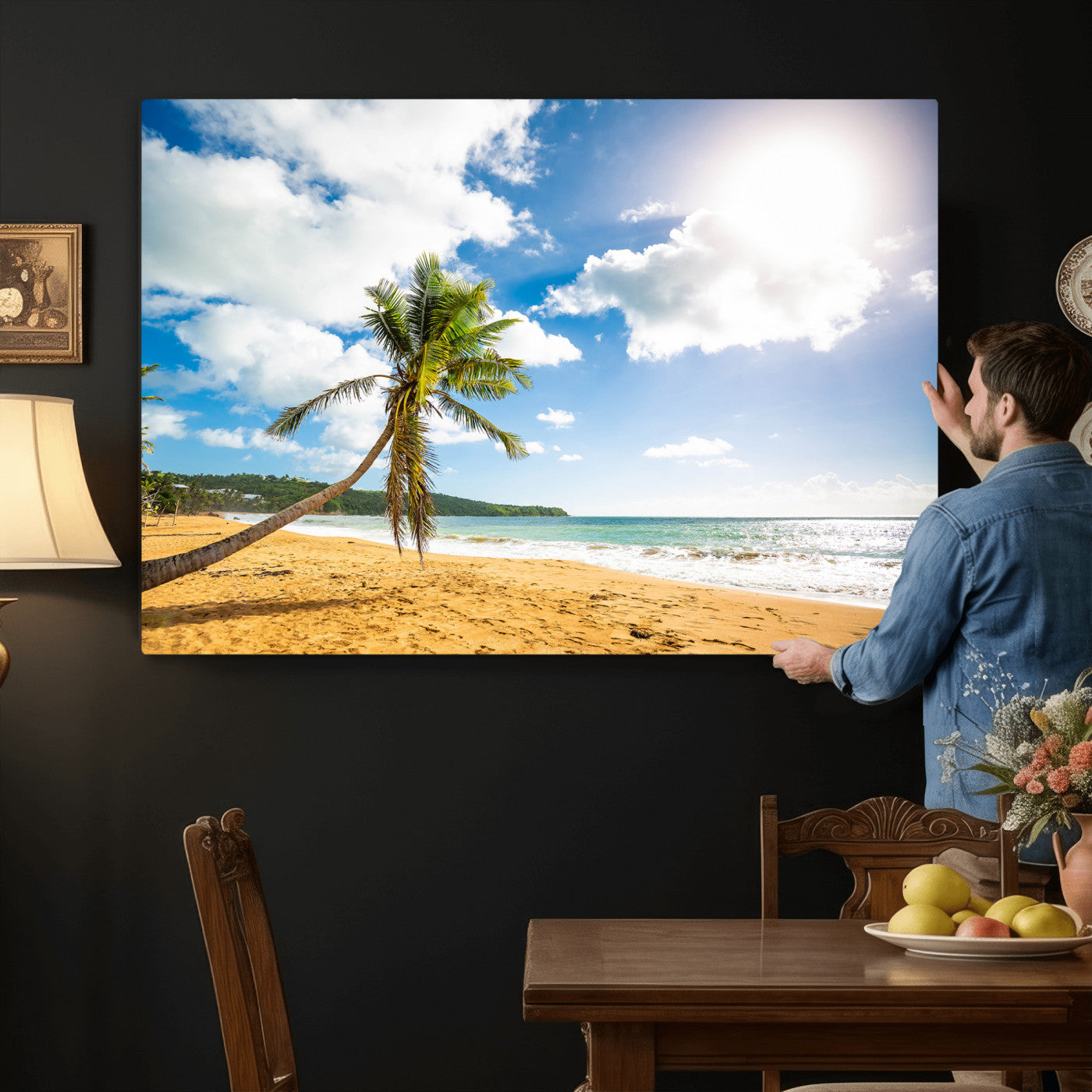 95792320-MGV-CV-36X24 - Puerto Rico Beach Paradise Wall Art – Tropical Coastal Print