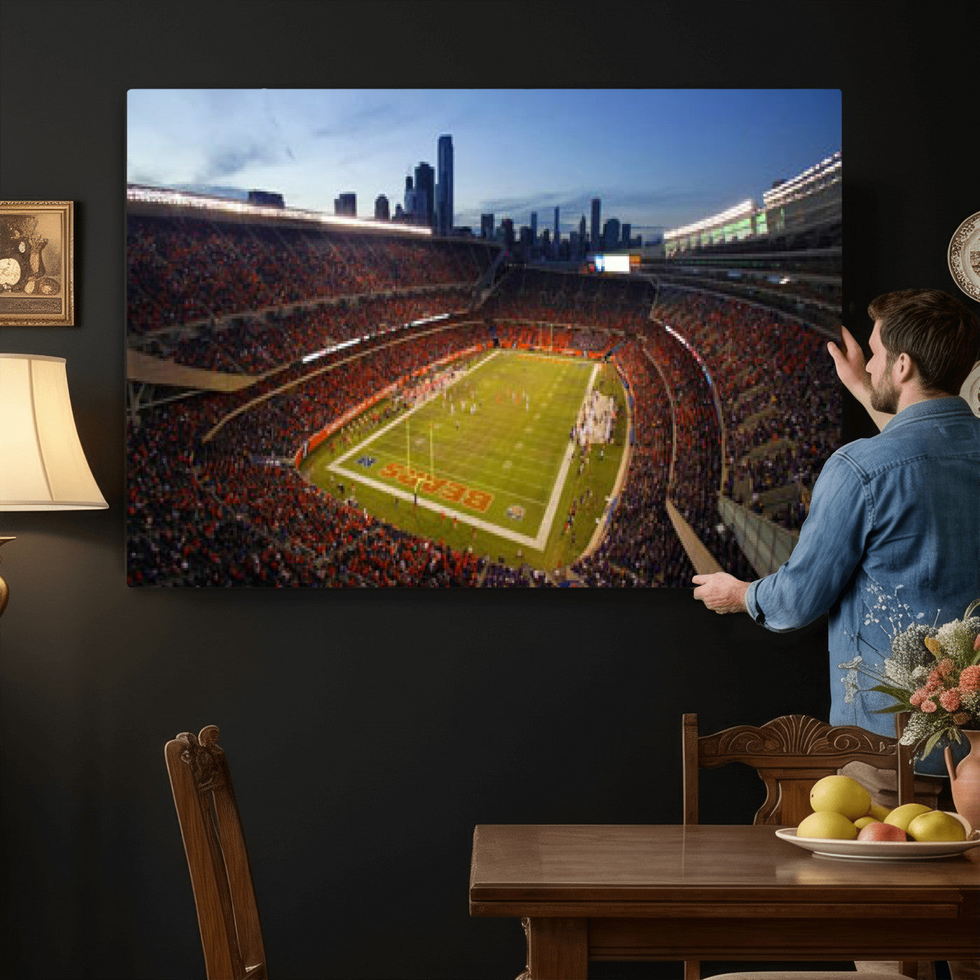 50691720-MGV-CV-36X24 - Chicago Bears Soldier Field Canvas Wall Art, NFL Stadium Panorama Print, Football Arena Photography for Sports Fans