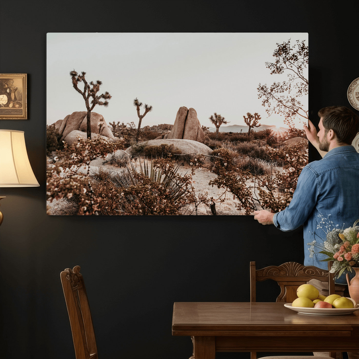 75778944-MGV-CV-36X24 - Joshua Tree Desert Canvas Wall Art Print, Desert Landscape Photography, Boho Southwest Wall Decor, Nature Canvas, Ready to Hang