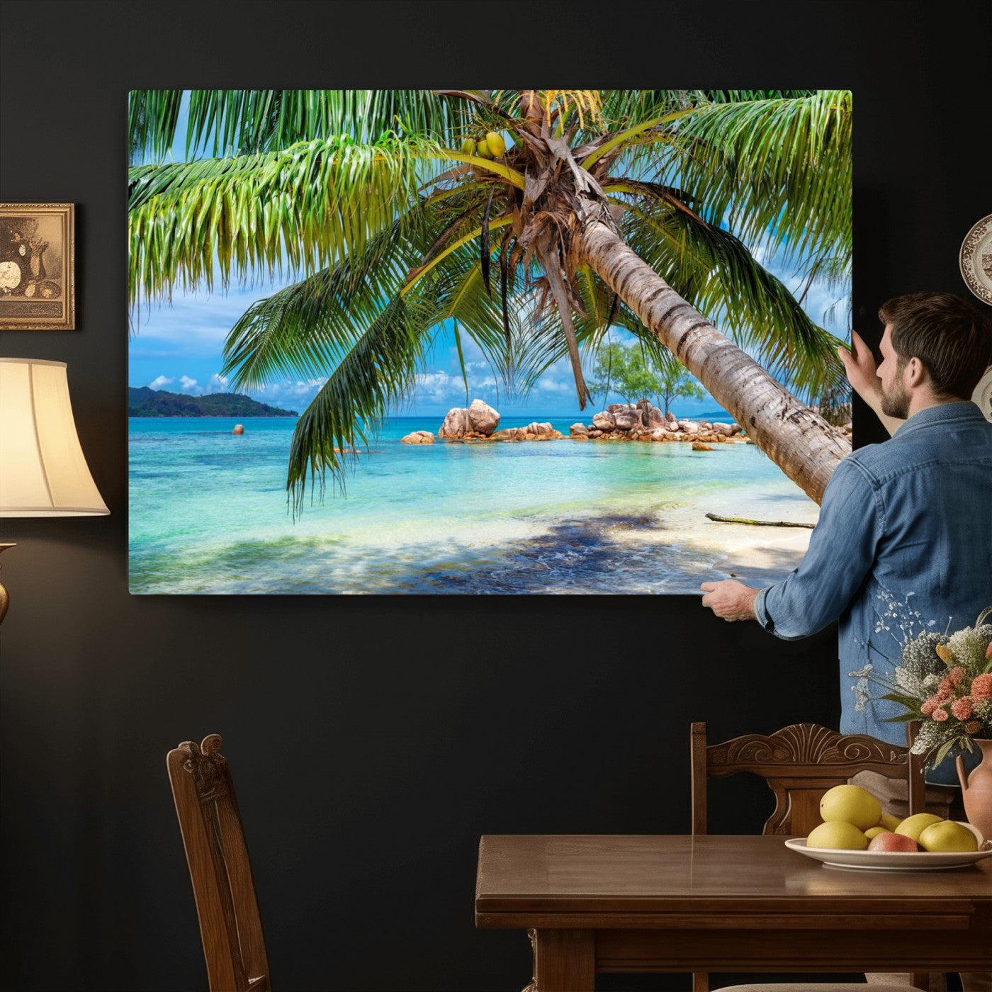 86824715-MGV-CV-36X24 - Seychelles Beach Canvas Wall Art - Anse Volbert Praslin Island Print