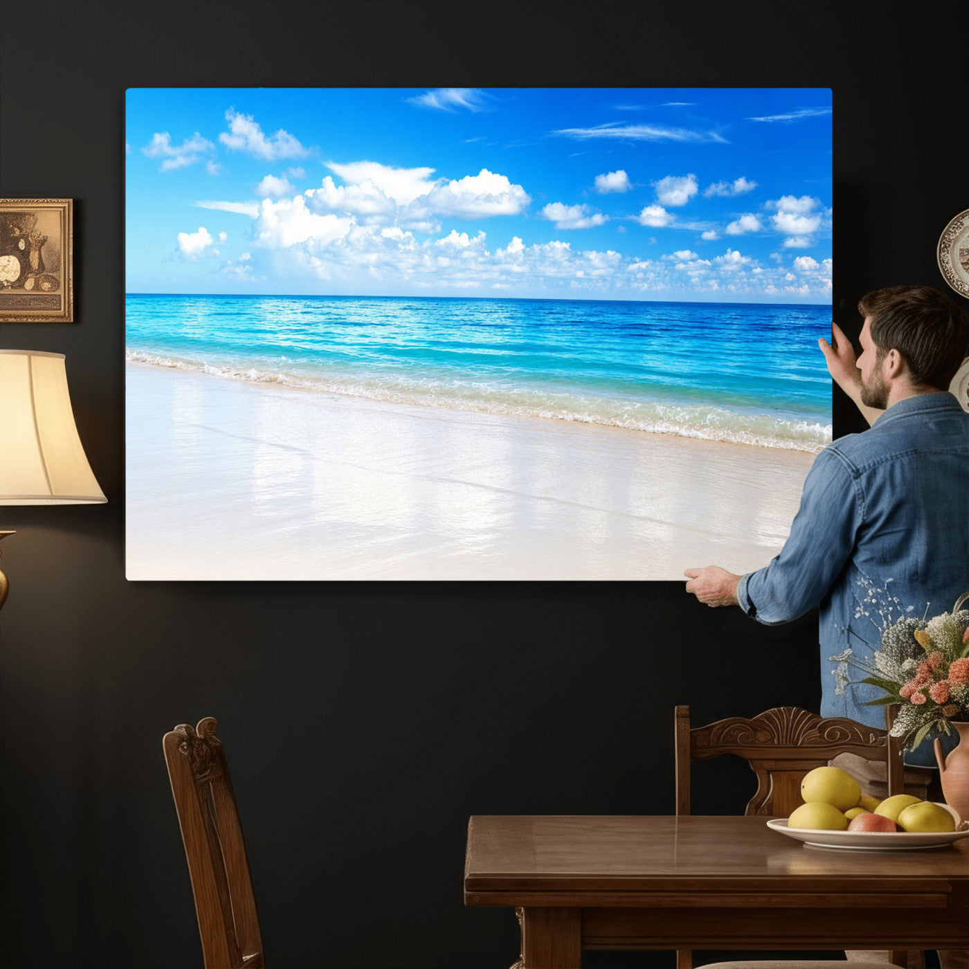 67491909-MGV-CV-36X24 - Tropical Beach Ocean Wall Art Canvas Print for Home Decor