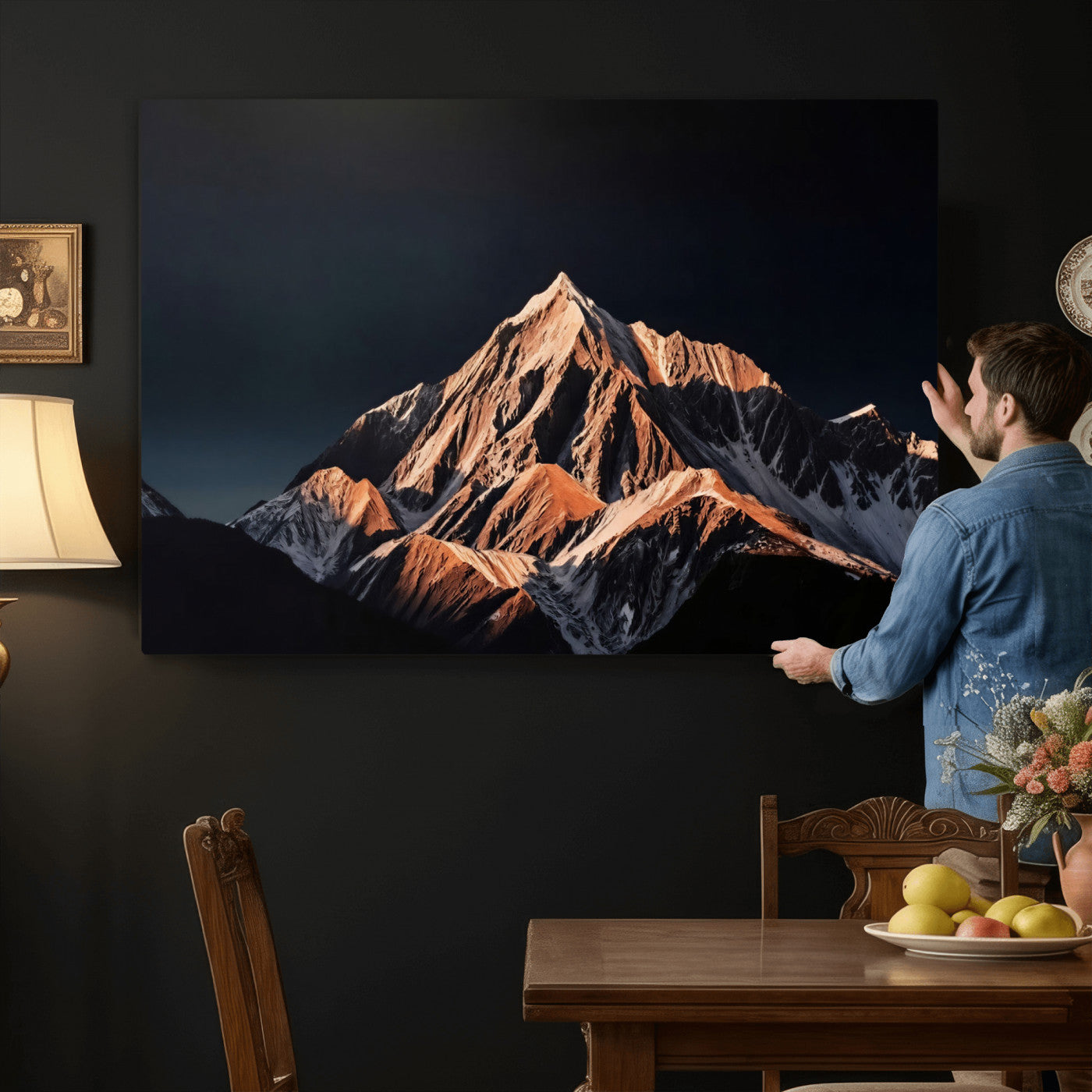 10196184-MGV-CV-36X24 - Snow Mountain Wall Art Canvas Print for Living Room Decor