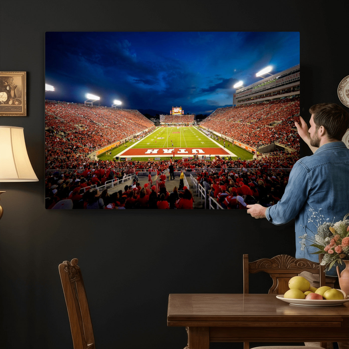 74019251-MGV-CV-36X24 - Rice-Eccles Stadium Wall Art Canvas Print - Utah Salt Lake City Stadium Print