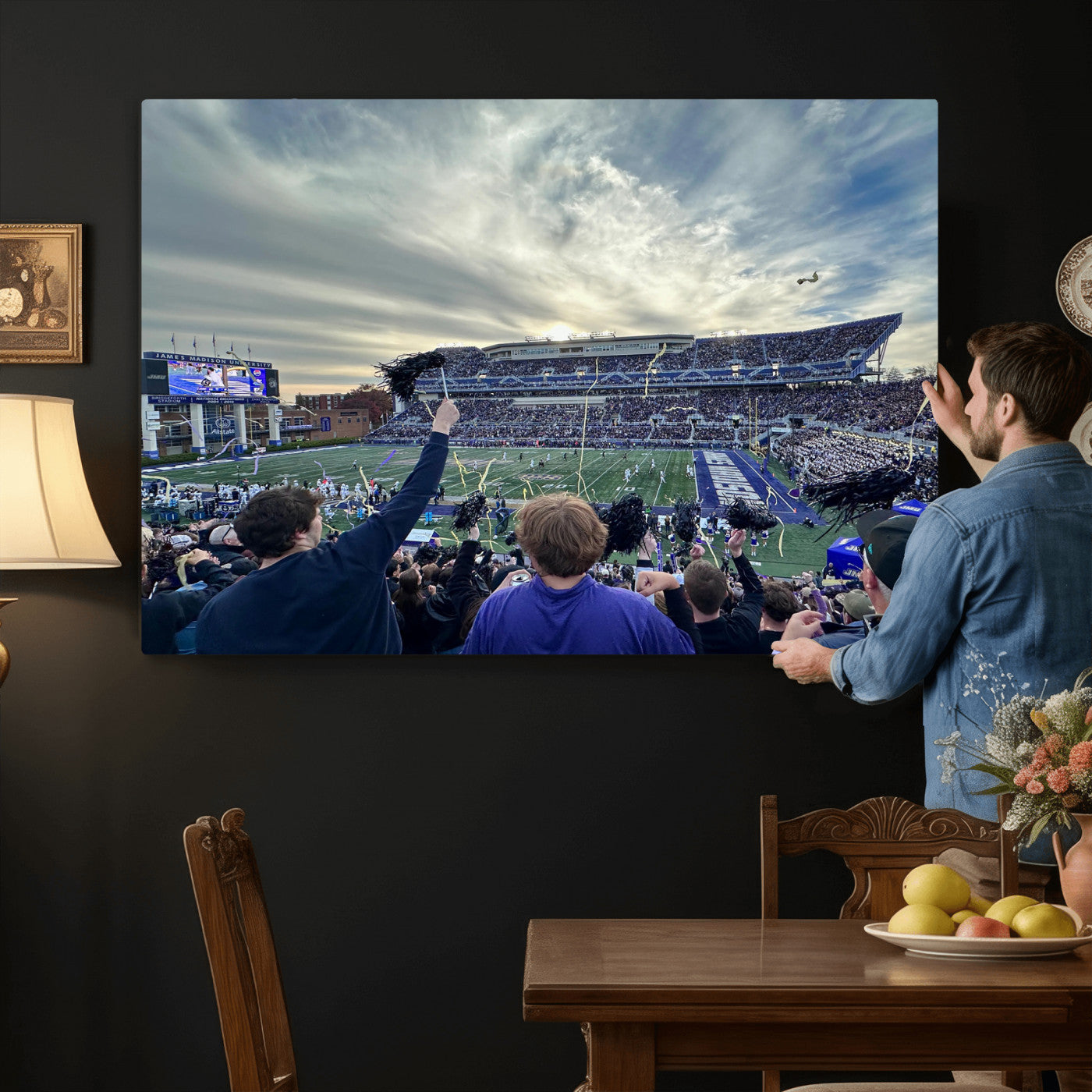 400867JMU-MGV-CV-36X24 - JMU Stadium Wall Art Canvas Print for Game Room Decor - James Madison University Stadium