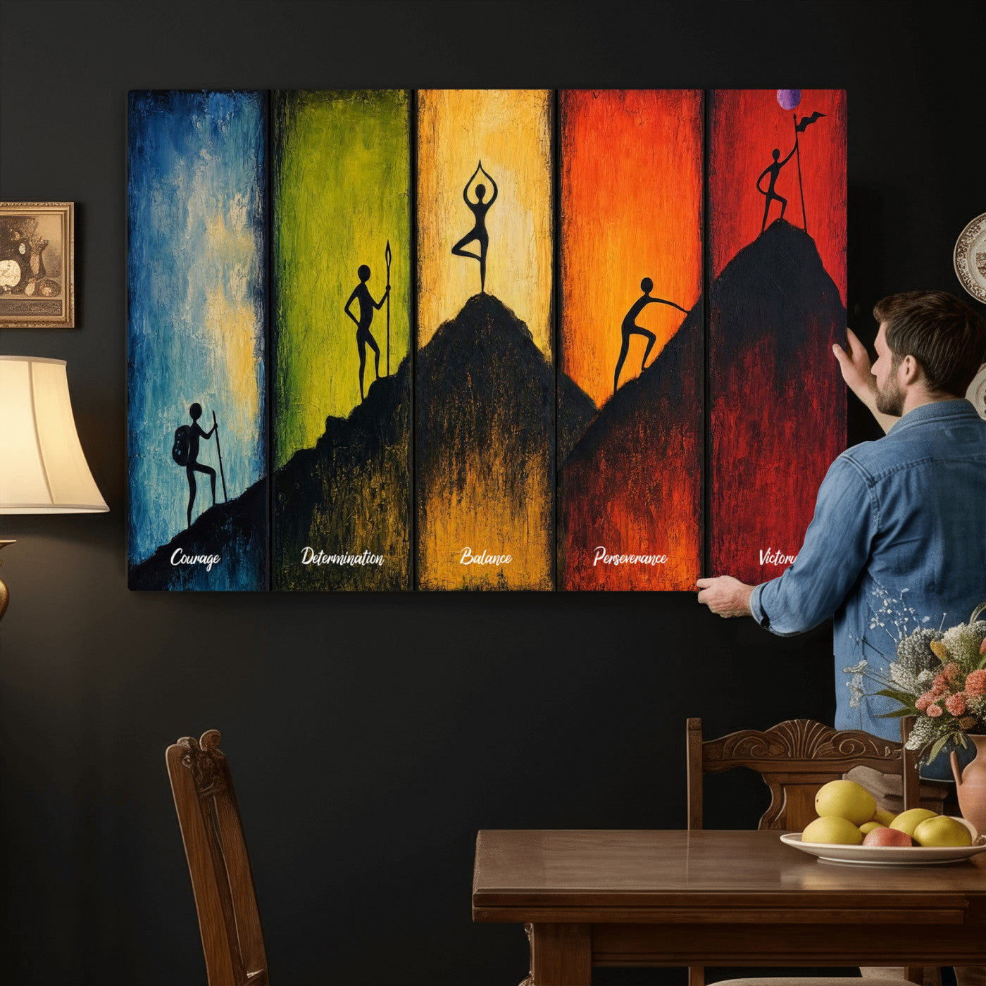 59418630-MGV-CV-36X24 - Success Journey Courage to Victory Wall Art Canvas Print - Motivational Office Decor