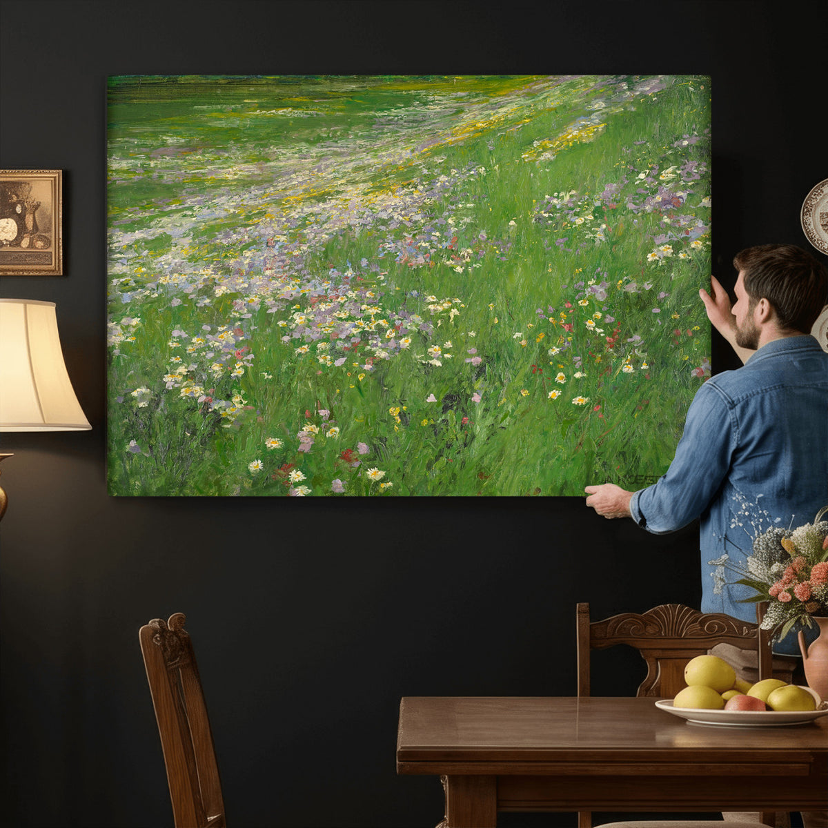 63535040-MGV-CV-36X24 - Alexander Koester Flower Meadow Canvas Wall Art, Vintage Landscape Print