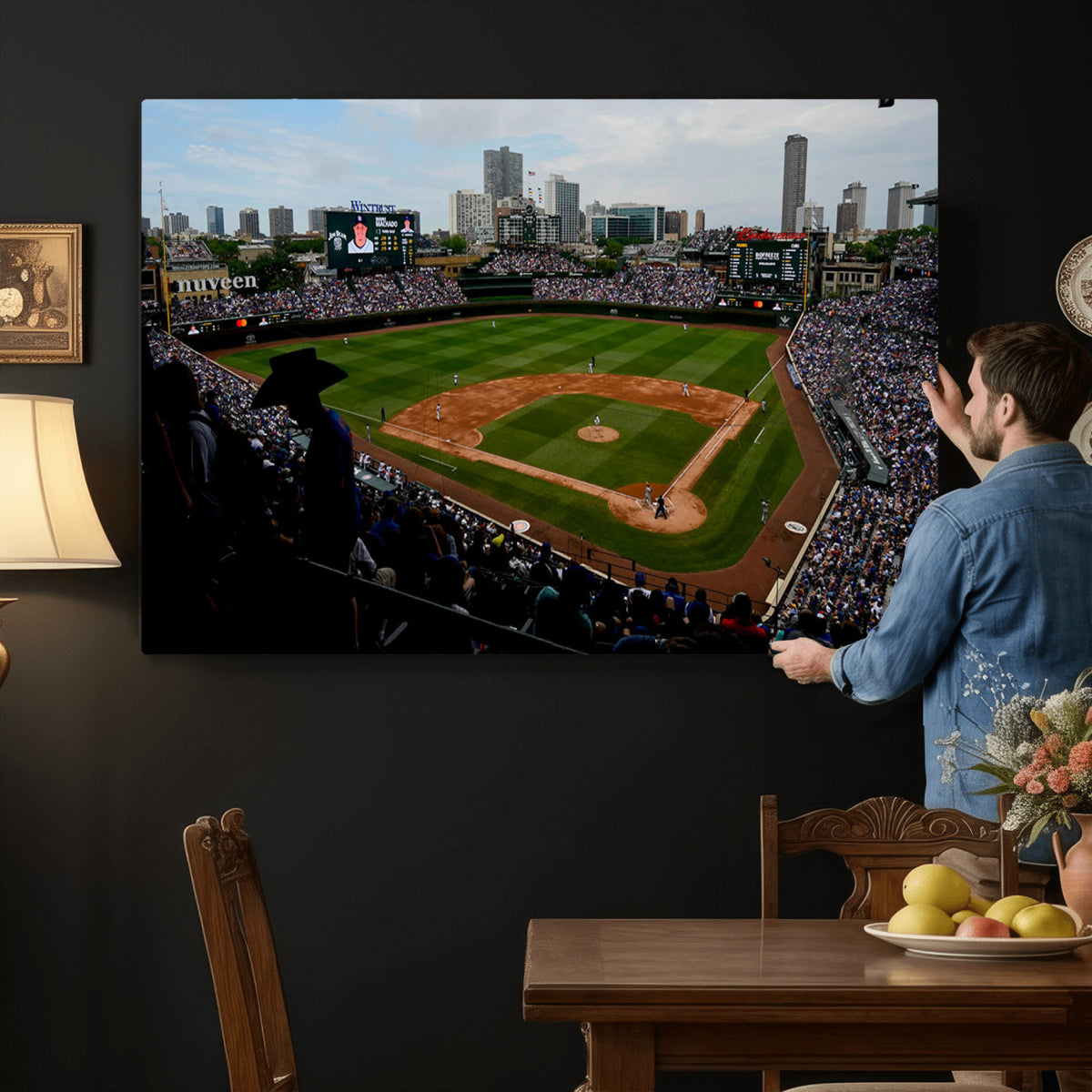 34859D-MGV-CV-36X24 - Chicago Cubs Baseball Team Print - Wrigley Field Stadium