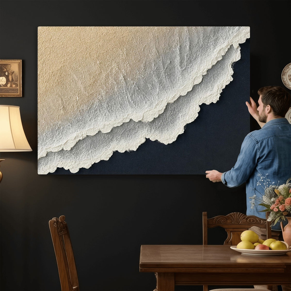 32969959-MGV-CV-24X16 - Abstract Ocean Wave Canvas Wall Art, Coastal Beach Wall Decor for Living Room