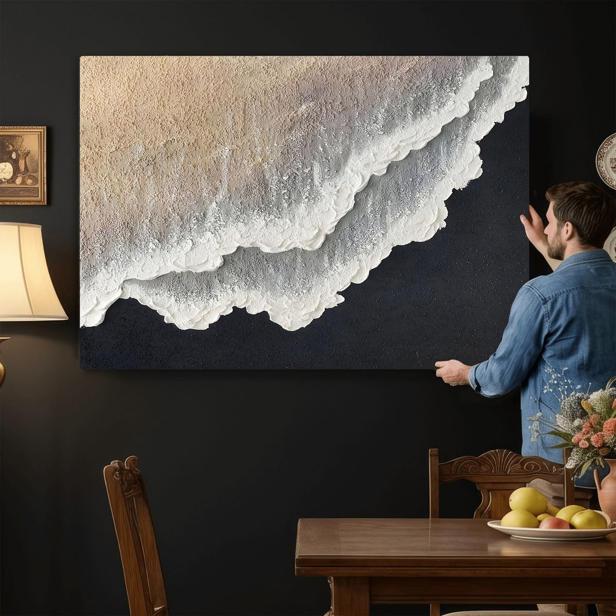 42307004-MGV-CV-24X16 - Ocean Wave and Sand Coastal Wall Art, Modern Beach Decor for Living Room