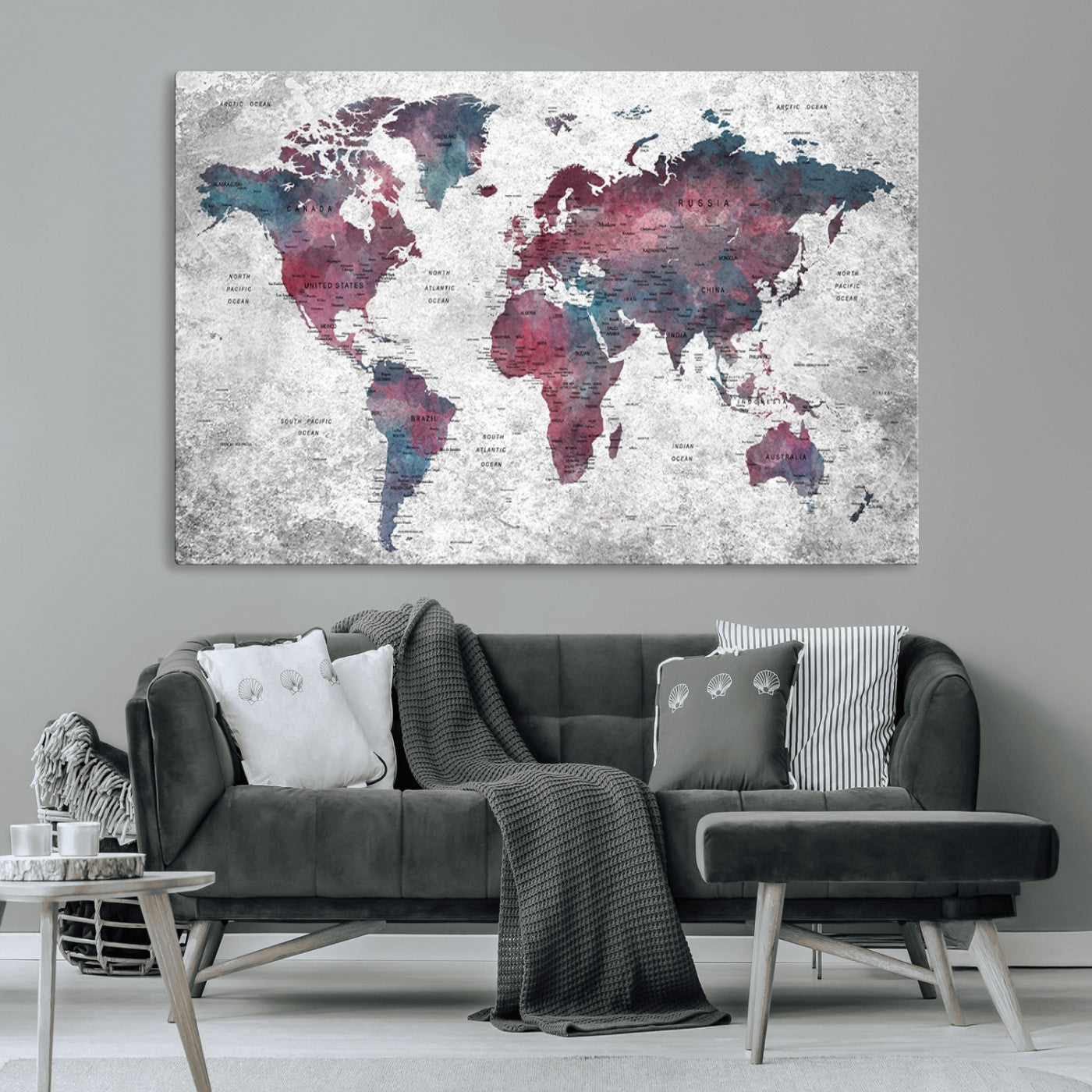 MGV-CV-36X24 - World Map Wall Art Canvas Print for Home and Office Decor