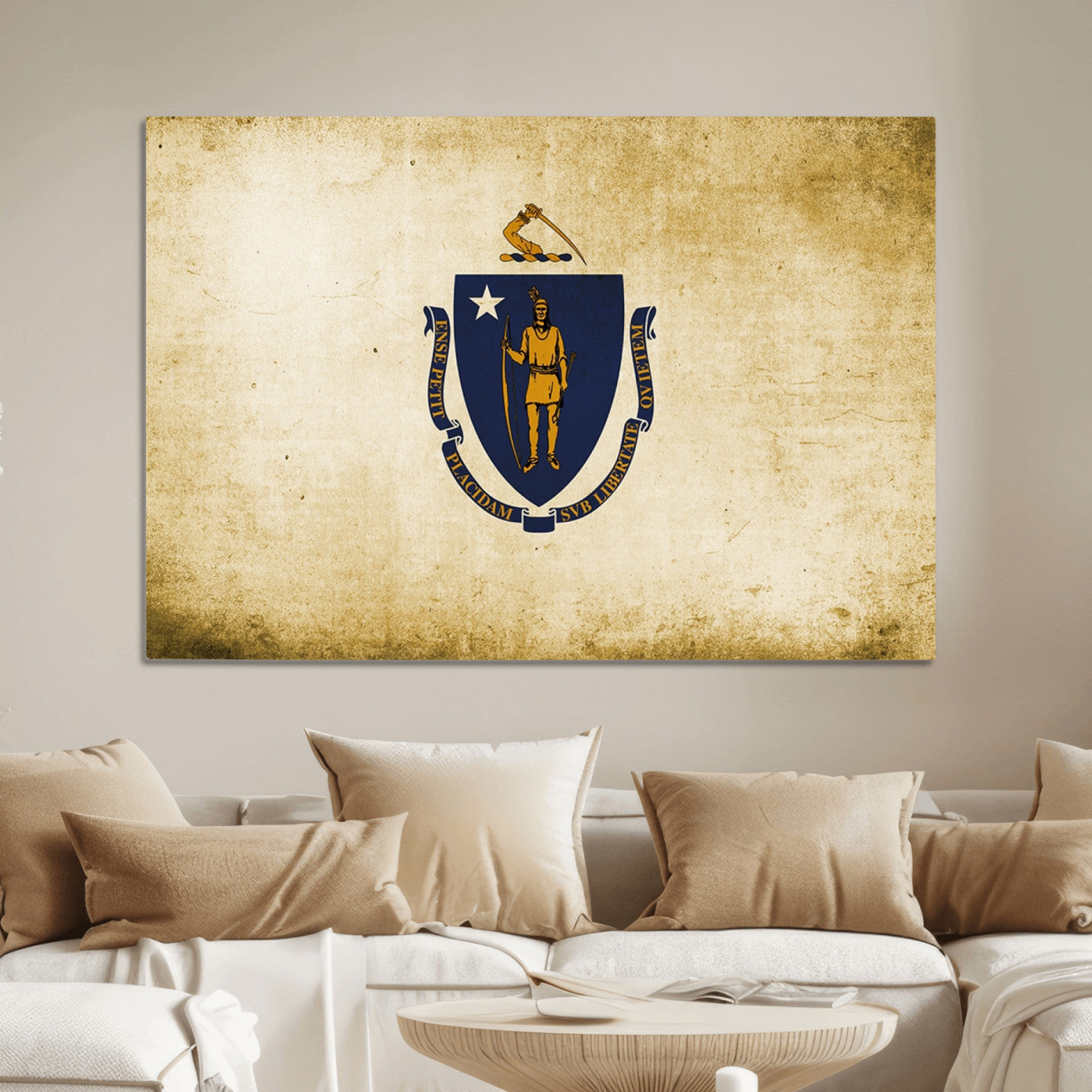 37316-MGV-CV-36X24-Massachusetts Flag Wall Art Canvas Print