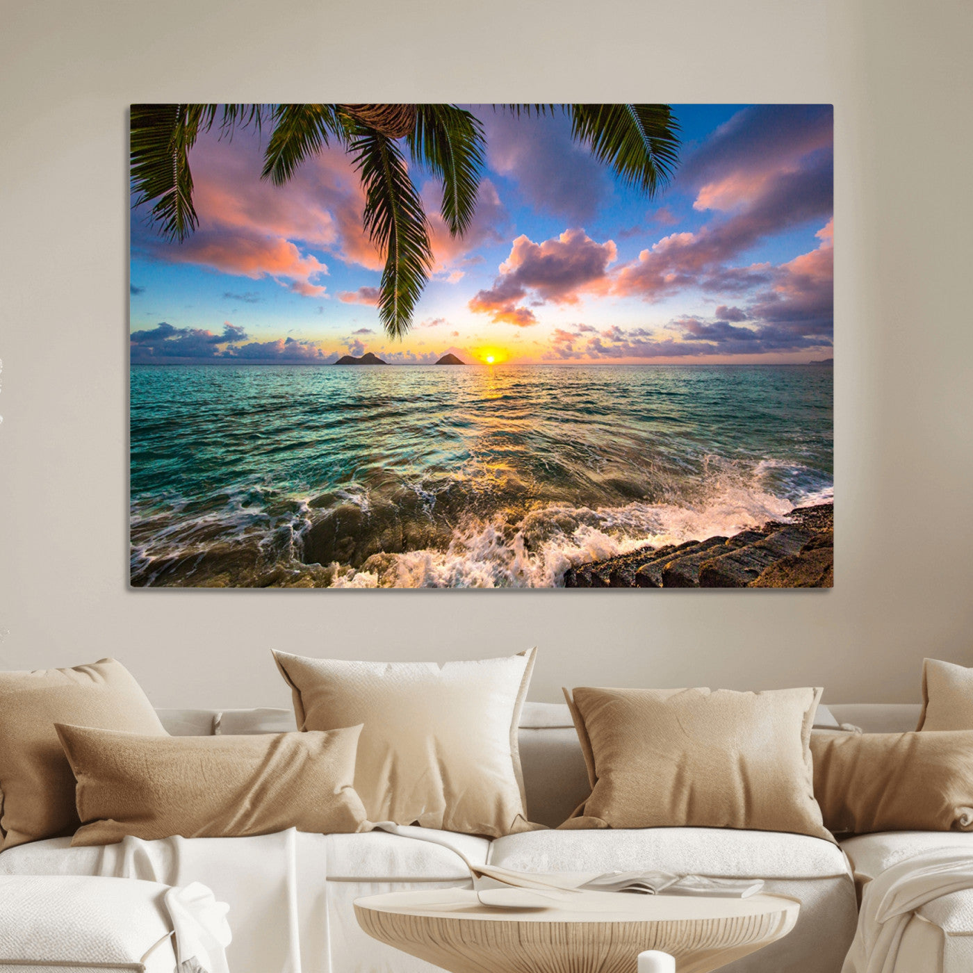 85985-MGV-CV-36X24-Framed Tropical Sunset Art Canvas Print