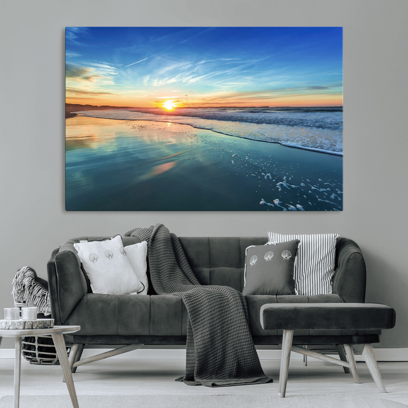 MGV-CV-36X24 - Blue Sky and Beach Wall Art Canvas Print