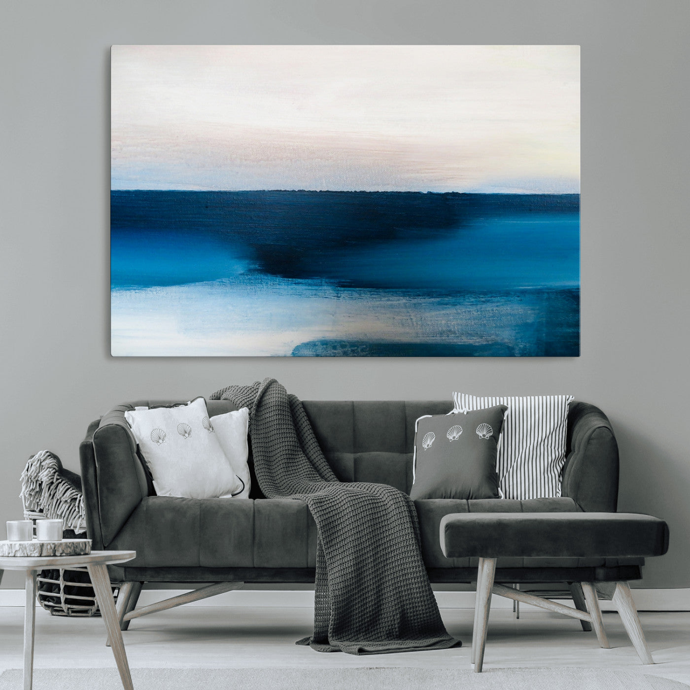 MGV-CV-36X24 - Dark Blue Abstract Wall Art Canvas Print