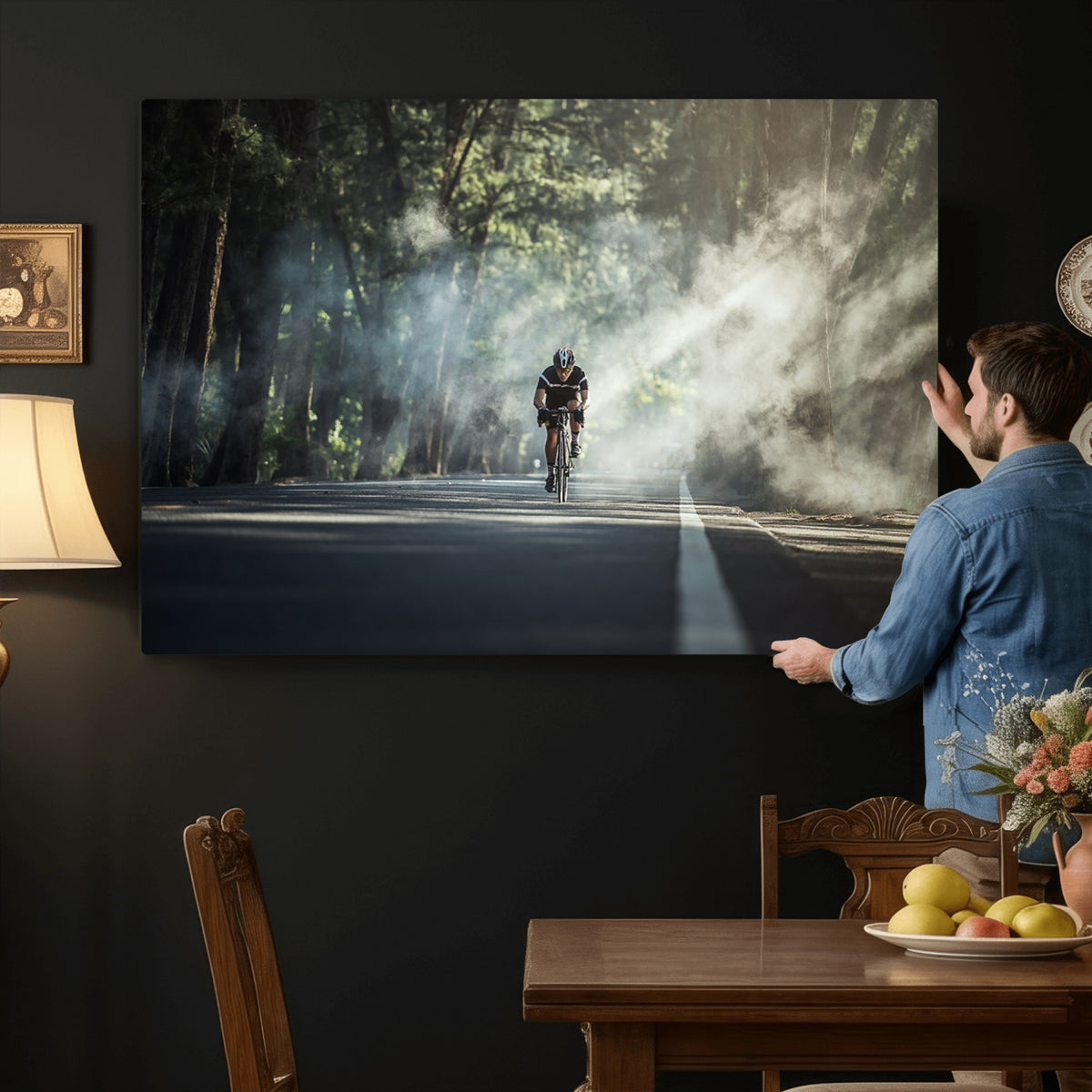60298-MGV-CV-36X24 - Cycling Road Bike in the Morning, Cycling Road Bike Canvas Print