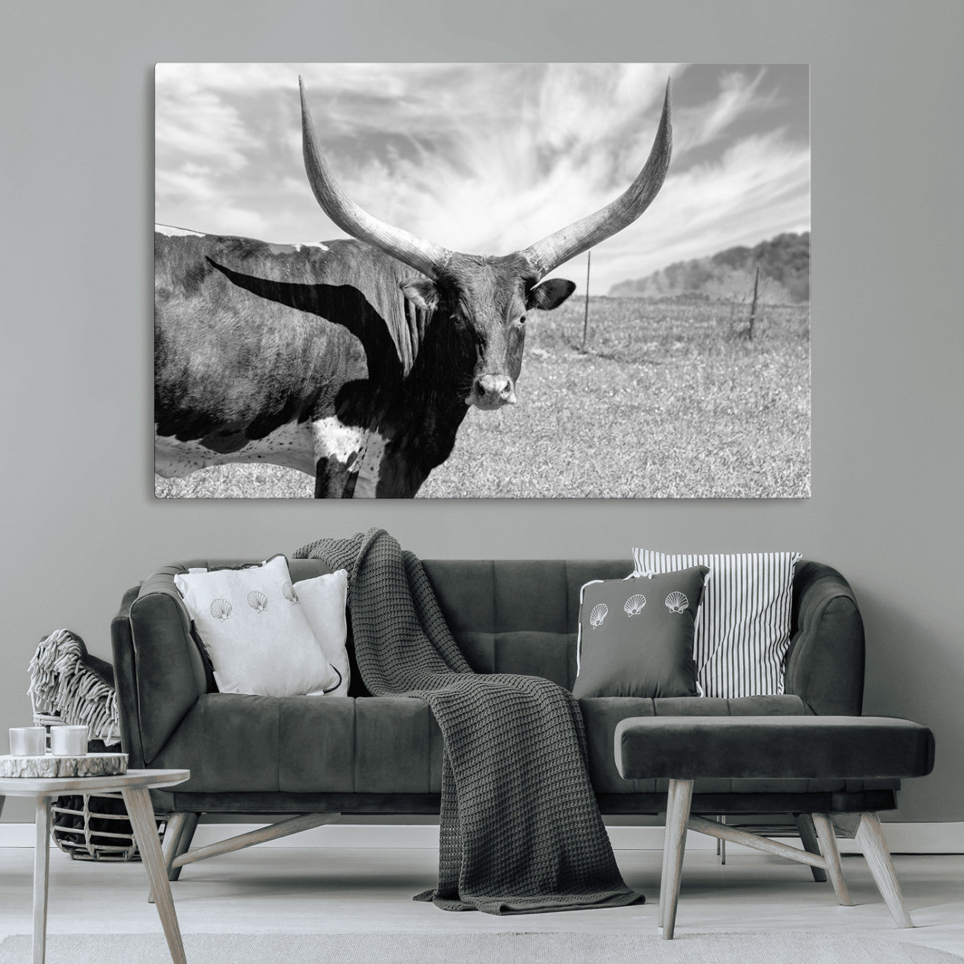 MGV-CV-36X24 - Cattle Wall Art Longhorn Cow Canvas Print