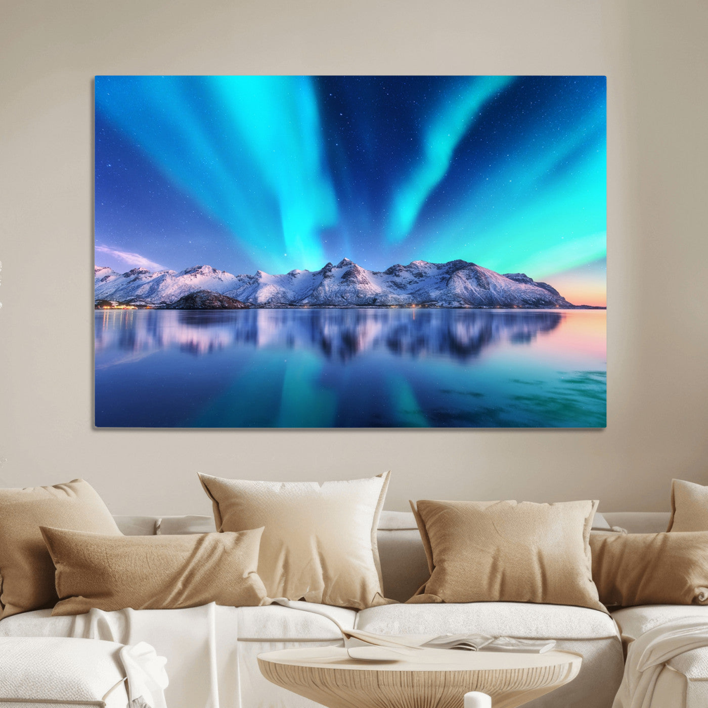 49902-MGV-CV-36X24-Northern Lights above Mountain Wall Art, Northern Lights Wall Art Canvas Print