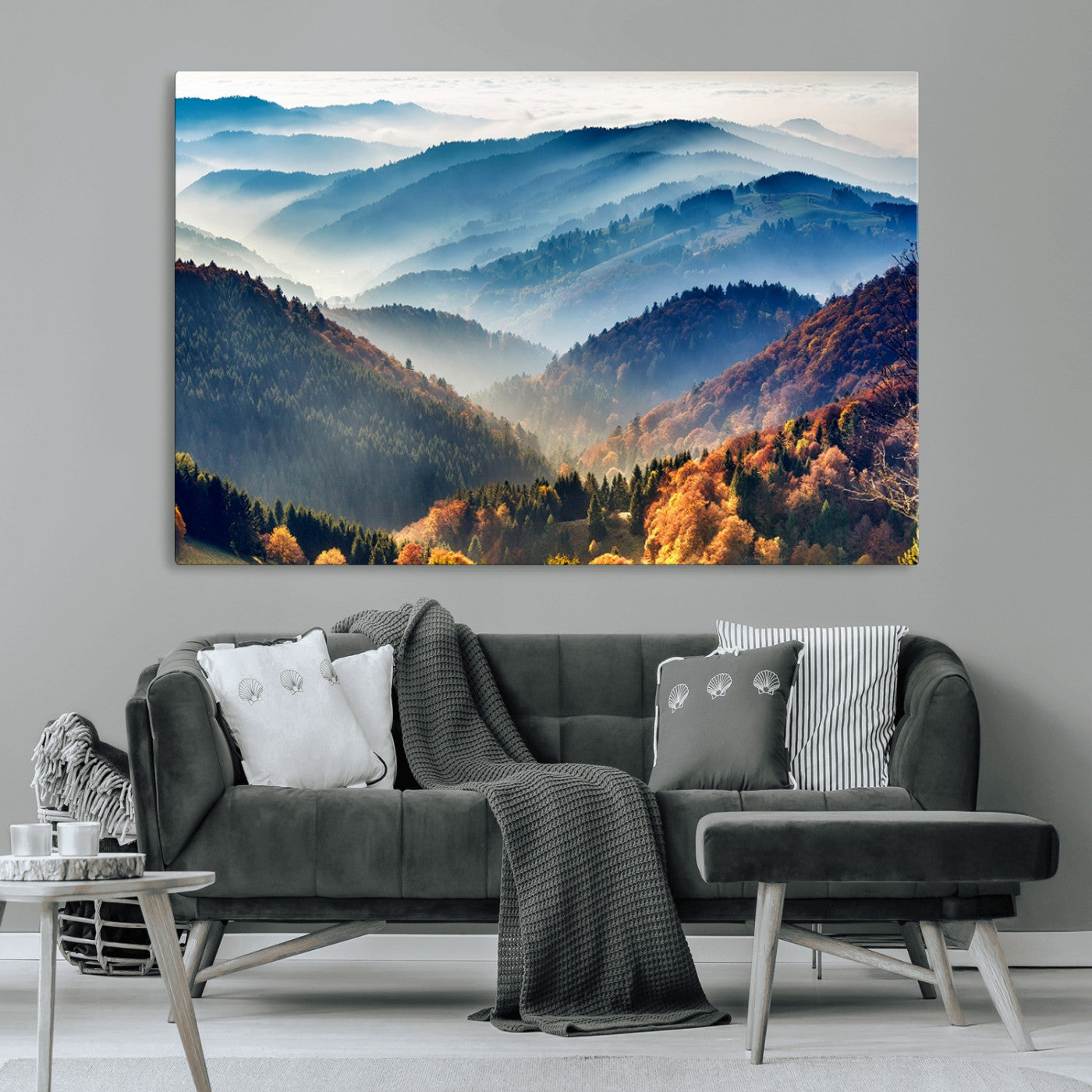 MGV-CV-36X24 - Mountains Forest Autumn Wall Art Canvas Print