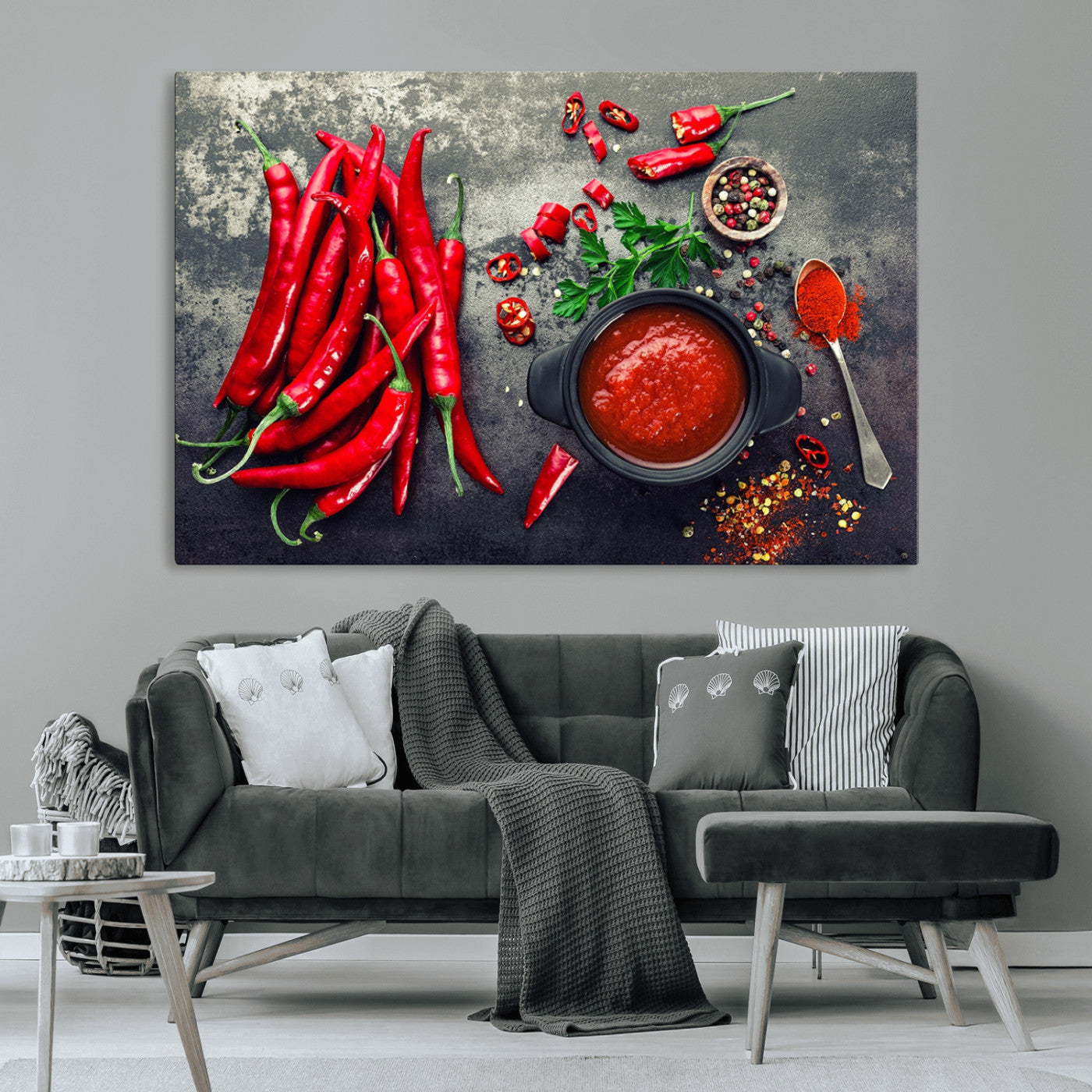MGV-CV-36X24 - Red Pepper Kitchen and Restaurant Wall Wall Art, Red Pepper Kitchen Wall Decor Canvas Print
