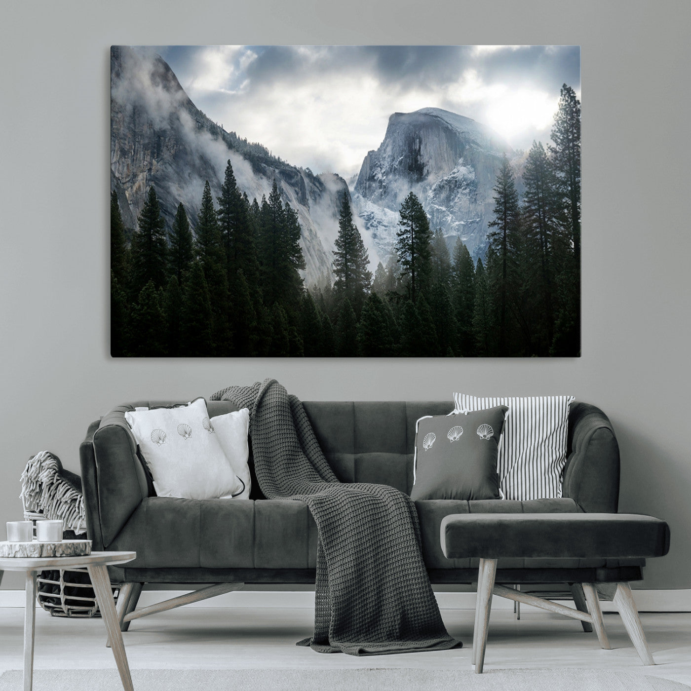 MGV-CV-36X24 - Yosemite National Park El Capitan Foggy Mountain Wall Art | Large Canvas Print for Living Room,