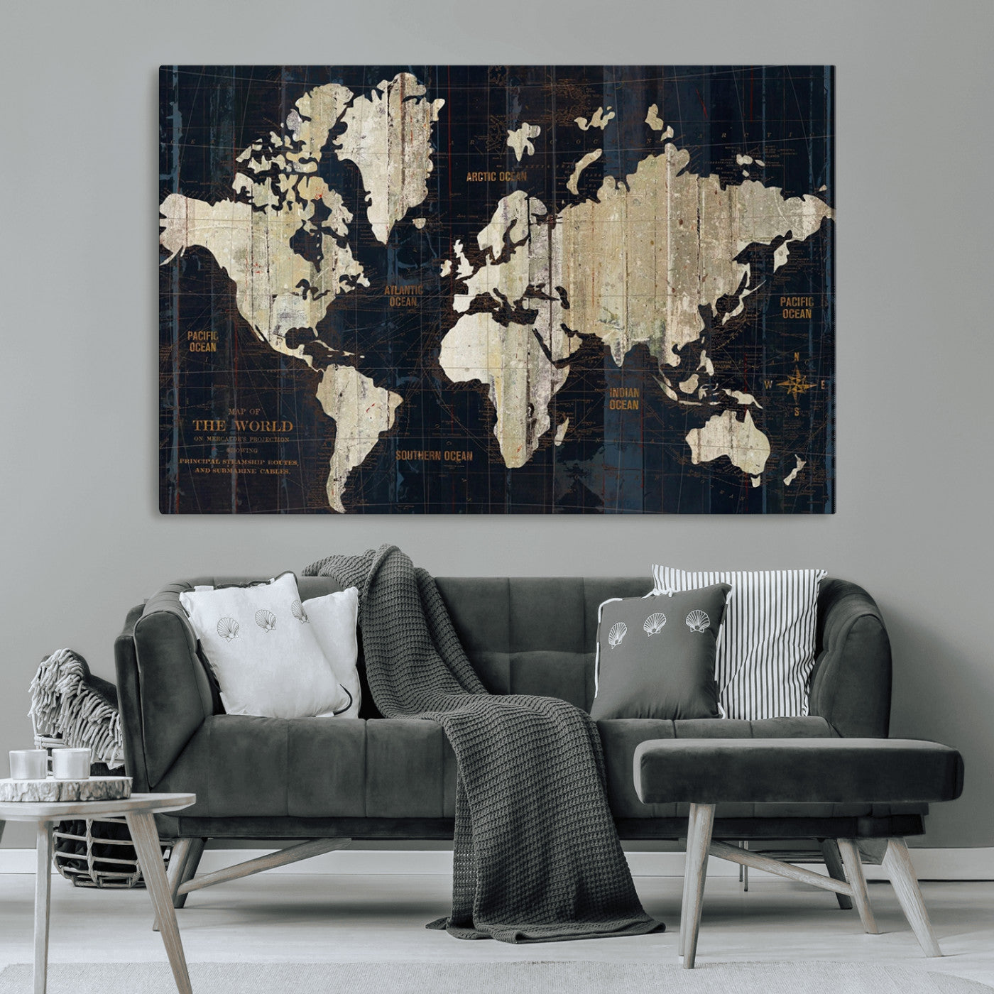 MGV-CV-36X24 - Push Pin World Map Canvas Print – Framed Wall Art for Couples to Track Their Travels – Anniversary